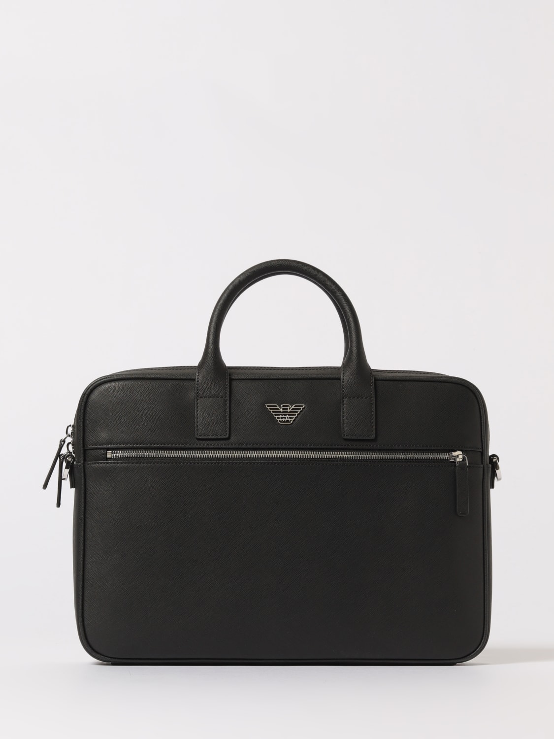 EMPORIO ARMANI BORSA: Borsa 24 ore in pelle rigenerata saffiano Emporio Armani, Nero - Img 1