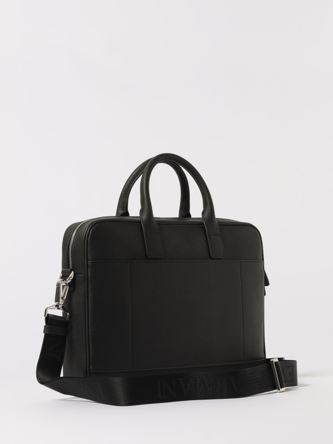 EMPORIO ARMANI BORSA: Borsa 24 ore in pelle rigenerata saffiano Emporio Armani, Nero - Img 2