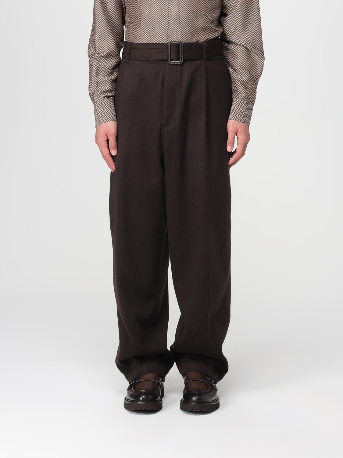 EMPORIO ARMANI PANTALONI: Pantalone Emporio Armani in lana vergine e cashmere , Marrone - Img 1