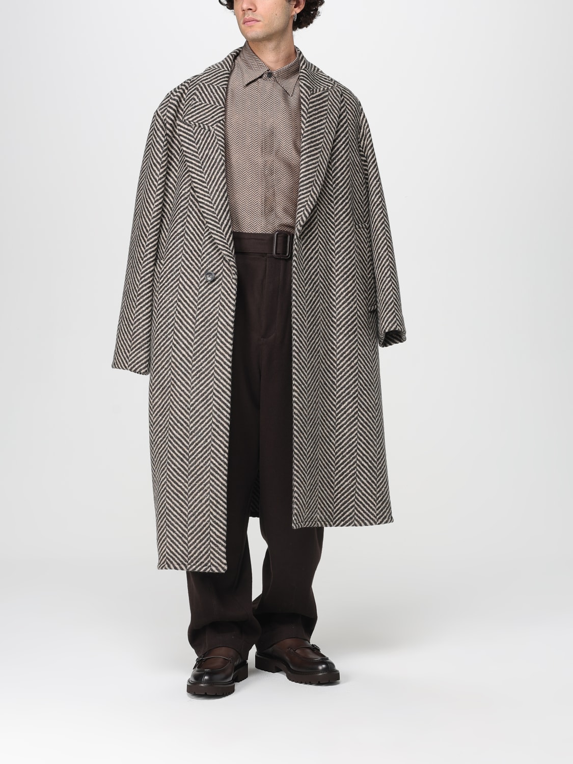 EMPORIO ARMANI PANTALONI: Pantalone Emporio Armani in lana vergine e cashmere , Marrone - Img 2