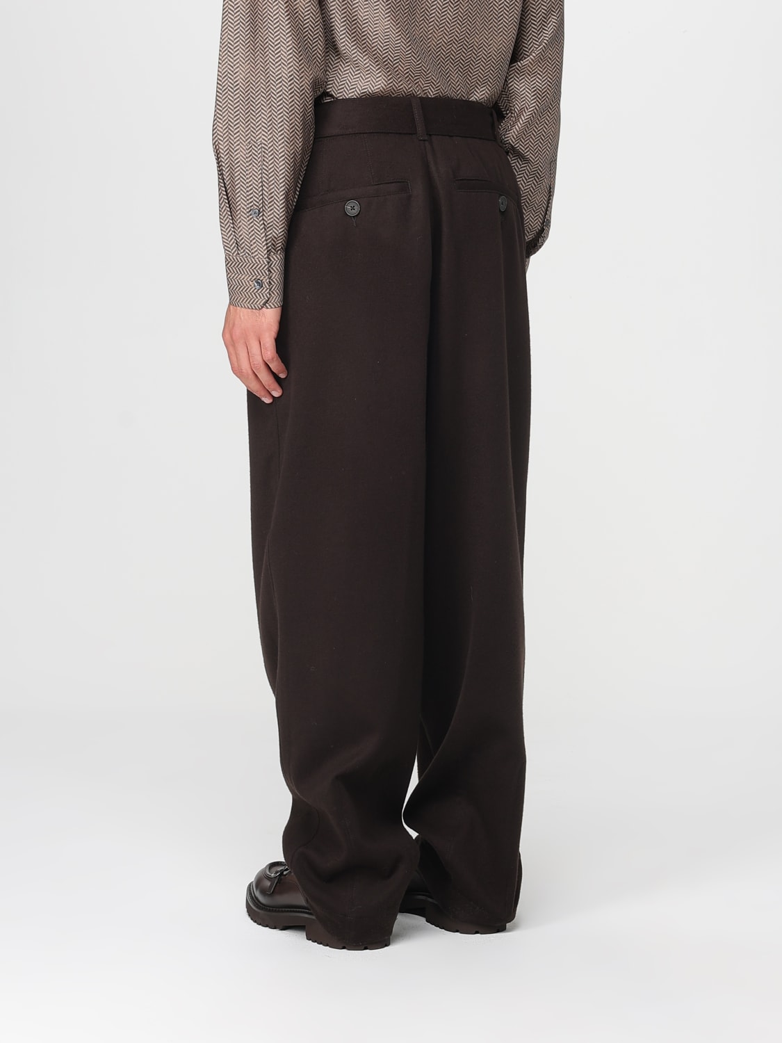 EMPORIO ARMANI PANTALONI: Pantalone Emporio Armani in lana vergine e cashmere , Marrone - Img 3