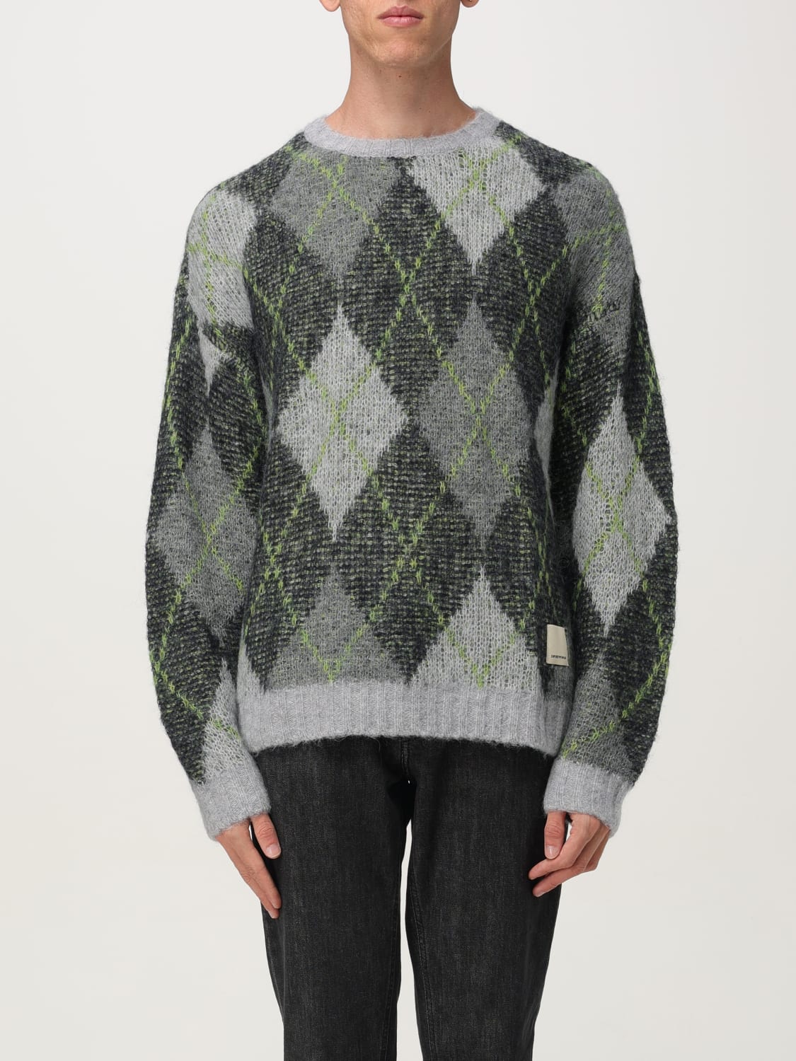 EMPORIO ARMANI MAGLIA: Maglione sustainable a rombi in Alpaca Emporio Armani, Blue - Img 1