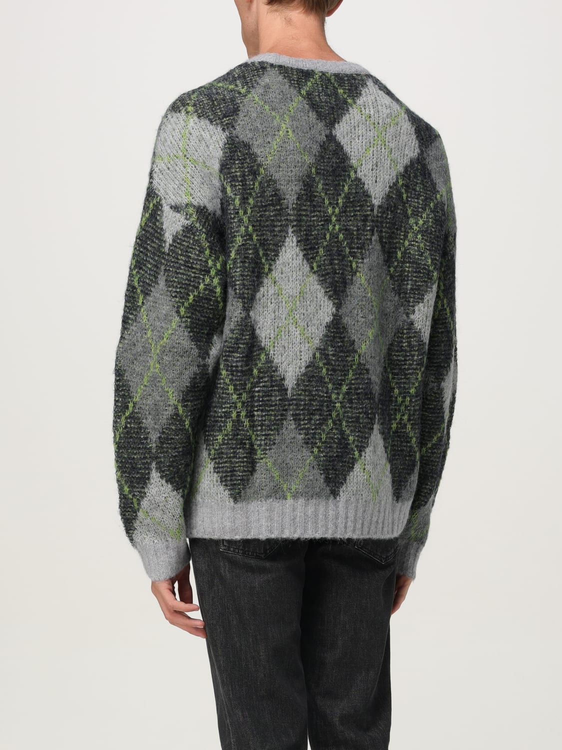 EMPORIO ARMANI MAGLIA: Maglione sustainable a rombi in Alpaca Emporio Armani, Blue - Img 2