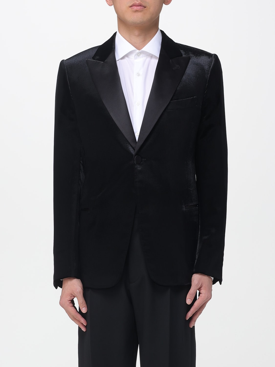 EMPORIO ARMANI GIACCA: Blazer monopetto Emporio Armani in velluto , Nero - Img 1
