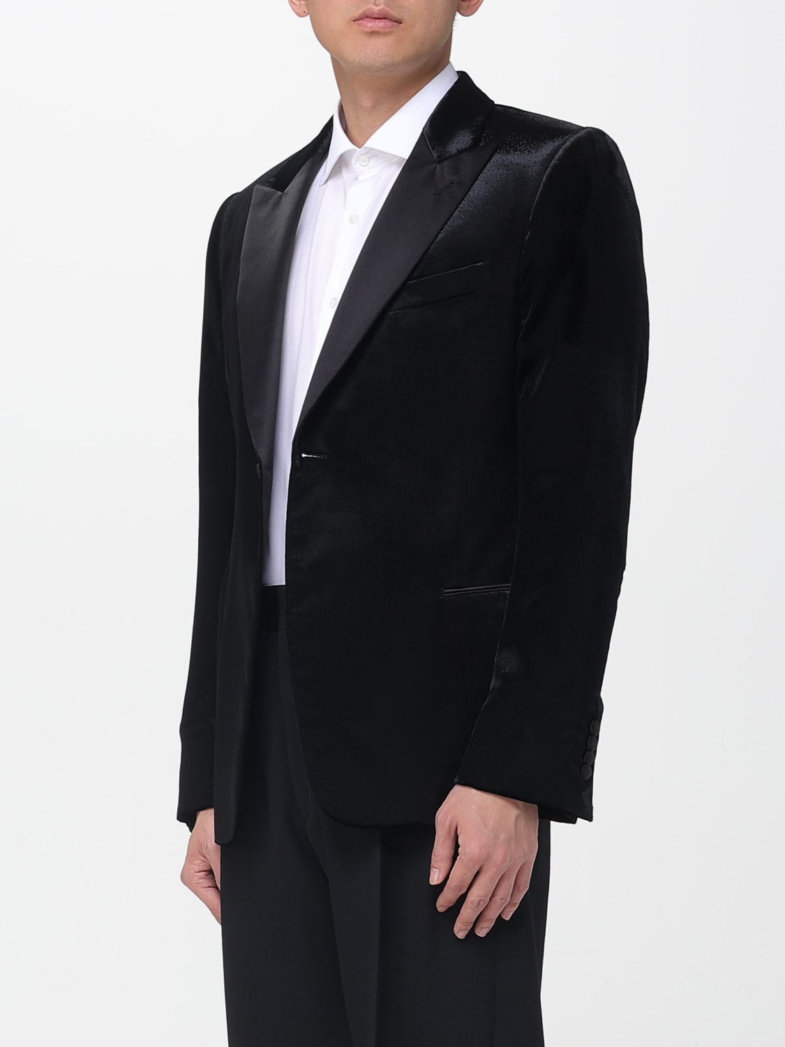 EMPORIO ARMANI GIACCA: Blazer monopetto Emporio Armani in velluto , Nero - Img 4