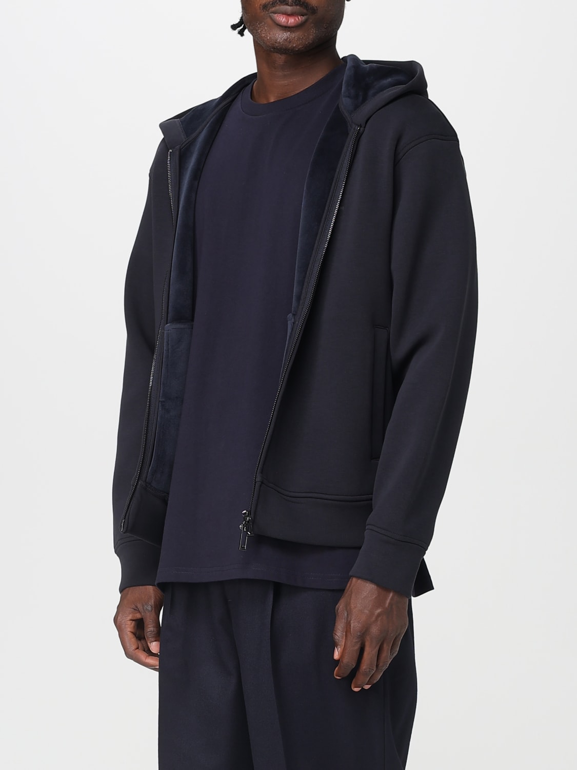 EMPORIO ARMANI FELPA: Felpa con cappuccio Emporio Armani in misto cotone , Blue - Img 3