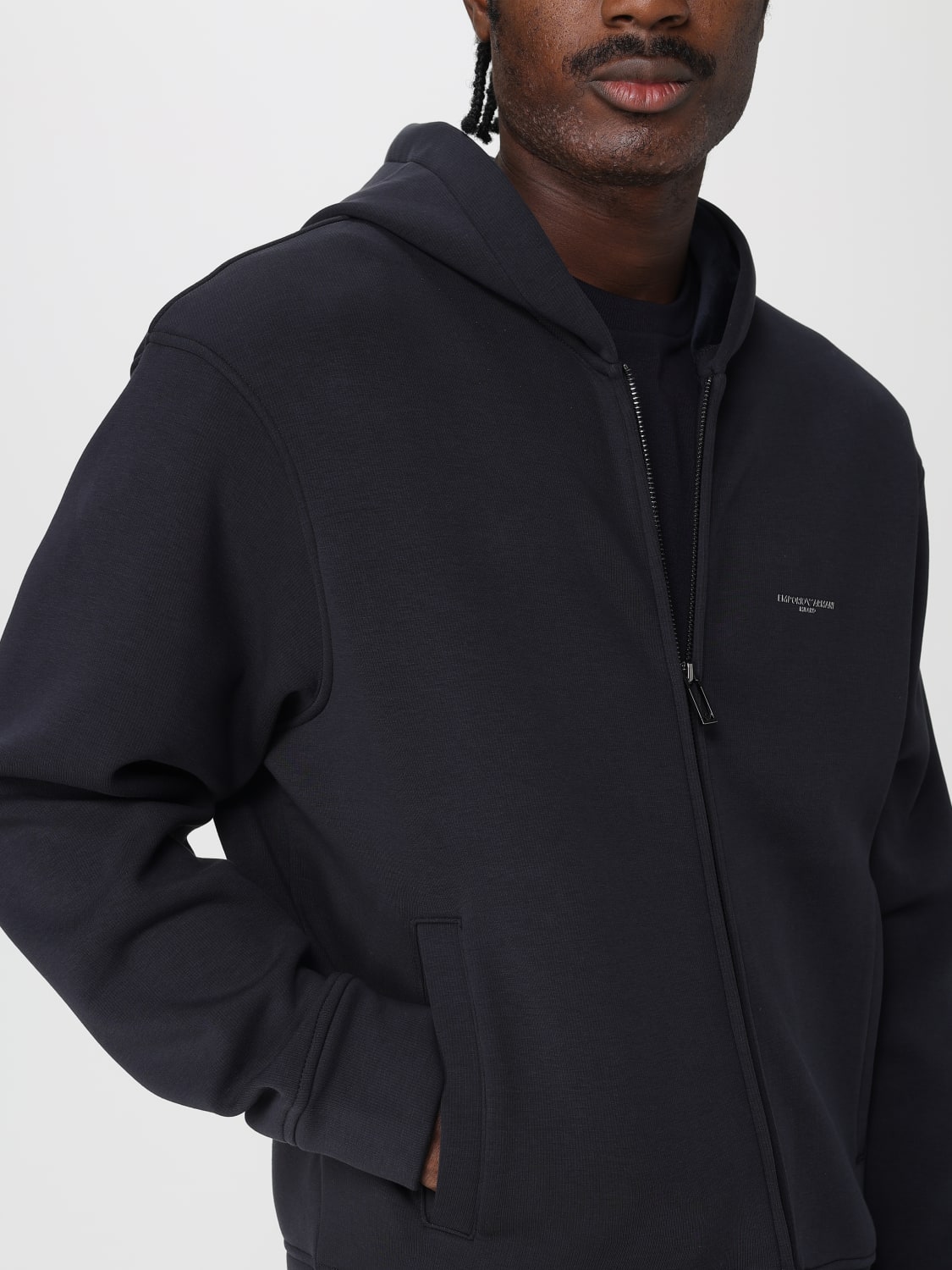 EMPORIO ARMANI FELPA: Felpa con cappuccio Emporio Armani in misto cotone , Blue - Img 4