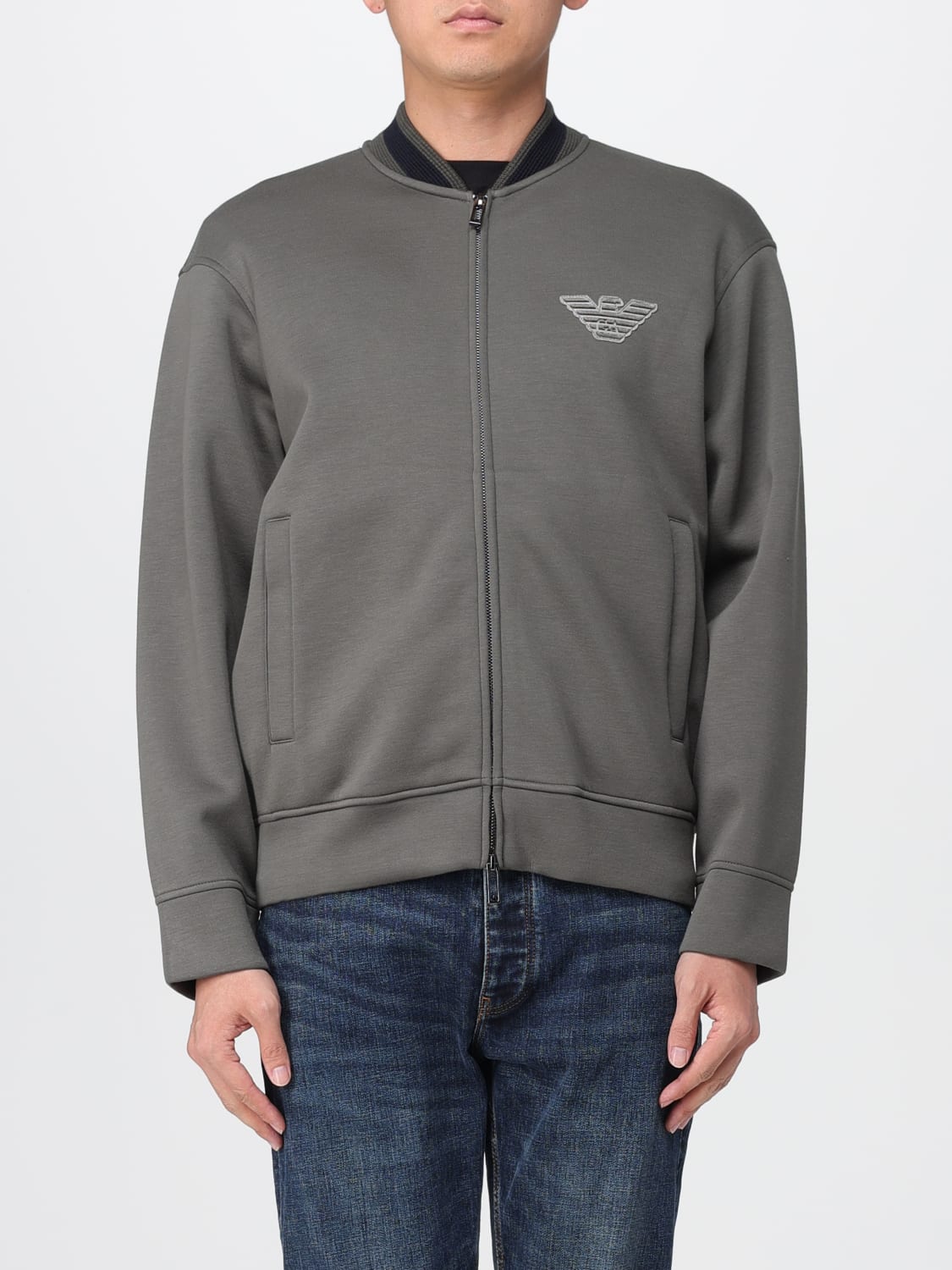 EMPORIO ARMANI GIACCA: Felpa Emporio Armani in modal , Militare - Img 1