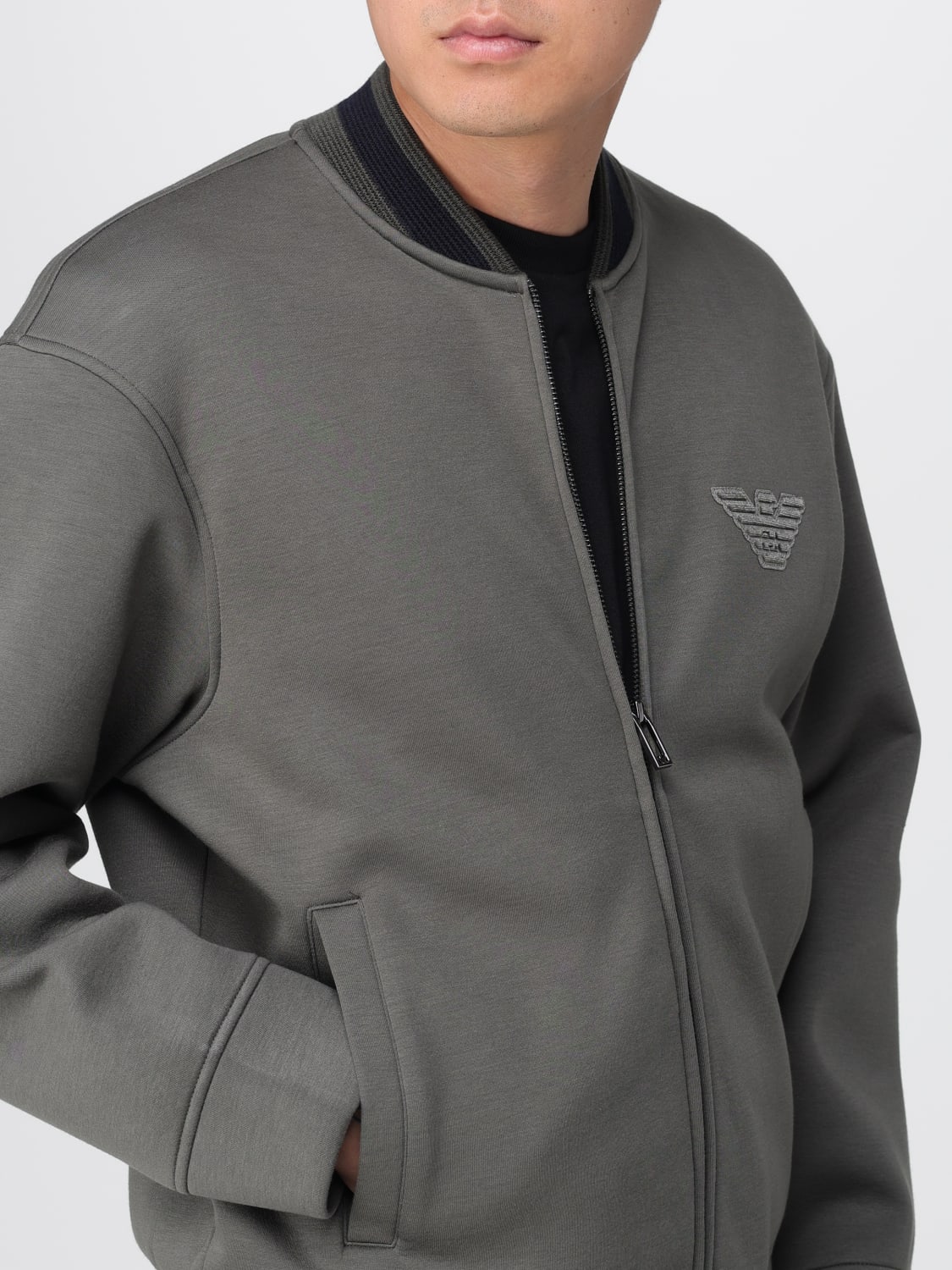 EMPORIO ARMANI GIACCA: Felpa Emporio Armani in modal , Militare - Img 4