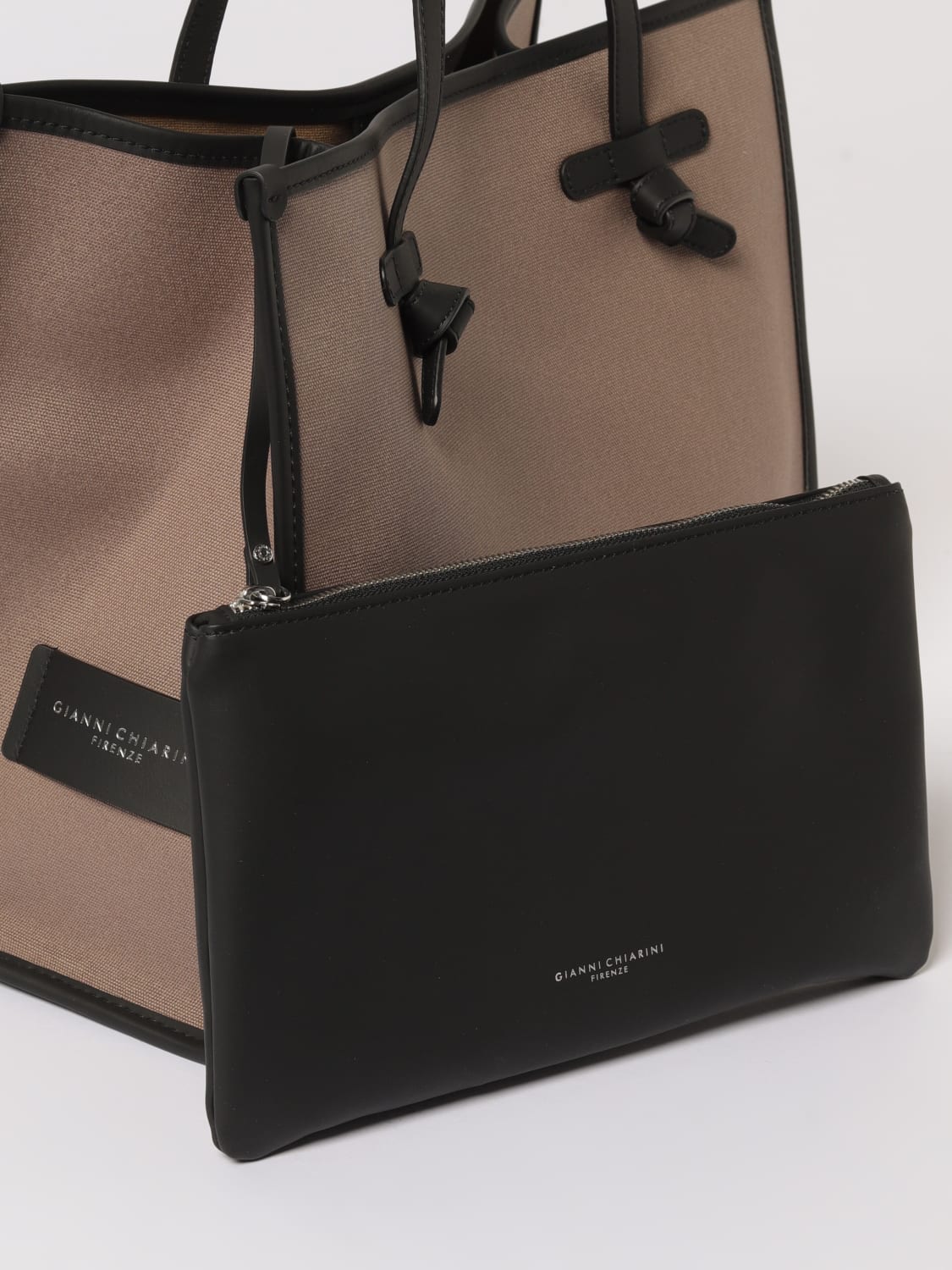 GIANNI CHIARINI BORSA TOTE: Borsa Marcella Gianni Chiarini in canvas e pelle , Tortora - Img 3