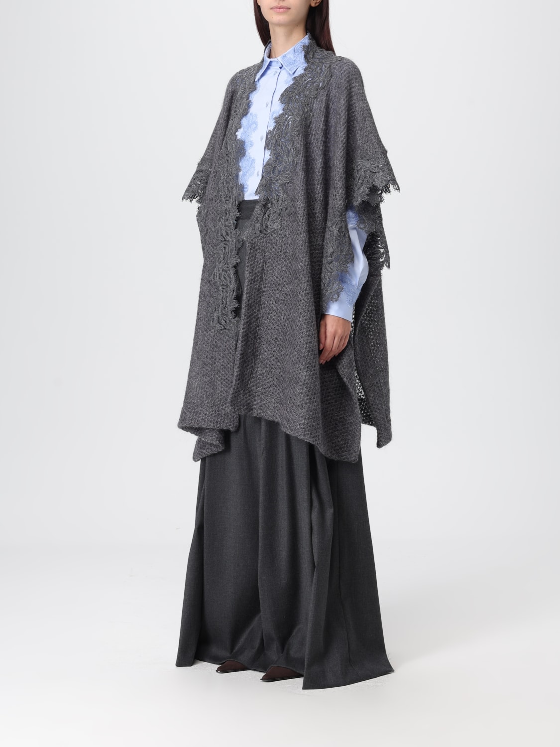 ERMANNO SCERVINO LIFE COAT: Cloak woman Ermanno Scervino Life, Charcoal - Img 4