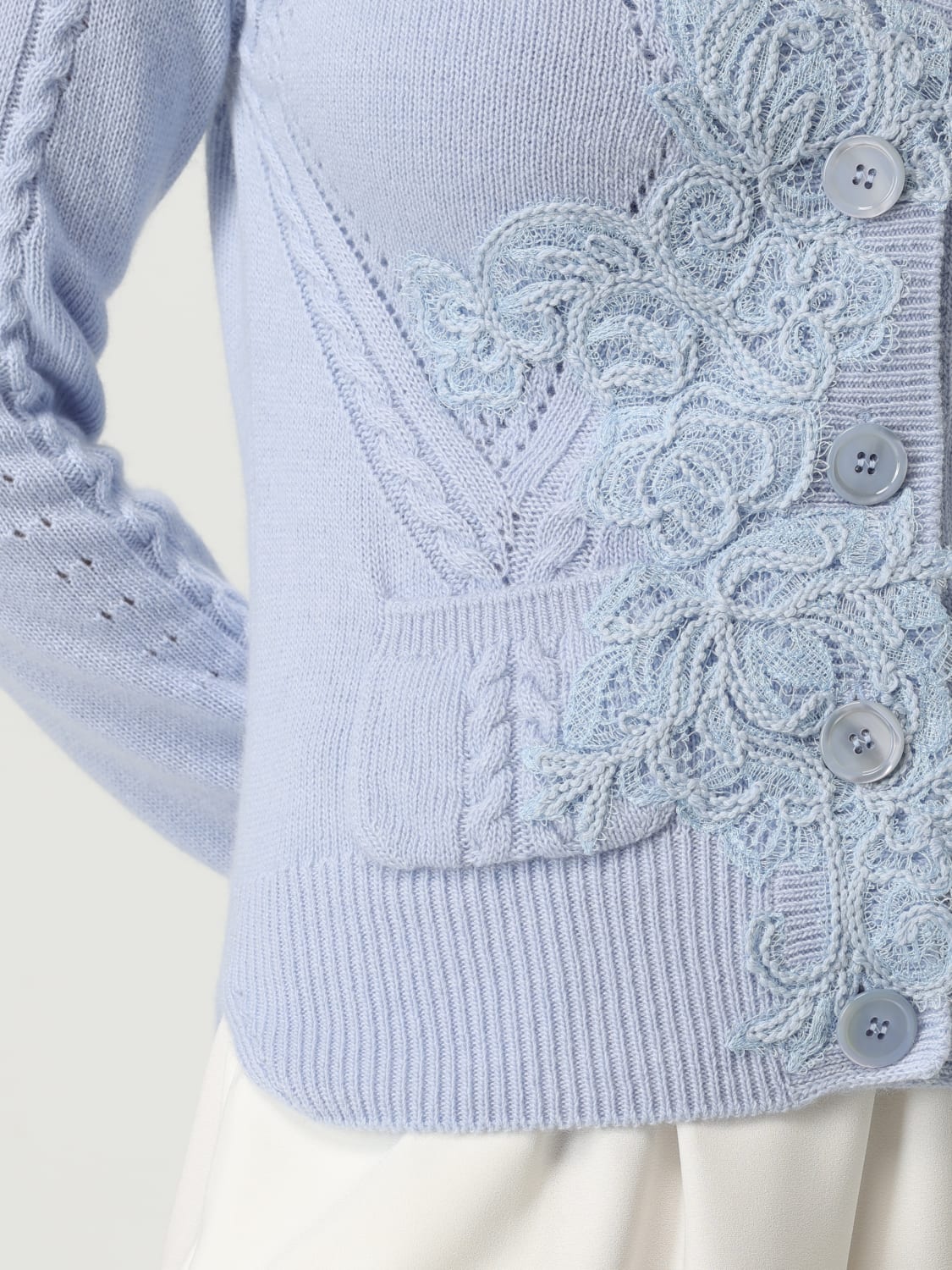 ERMANNO SCERVINO LIFE MAGLIA: Cardigan Ermanno Scervino Life in misto lana , Azzurro - Img 5