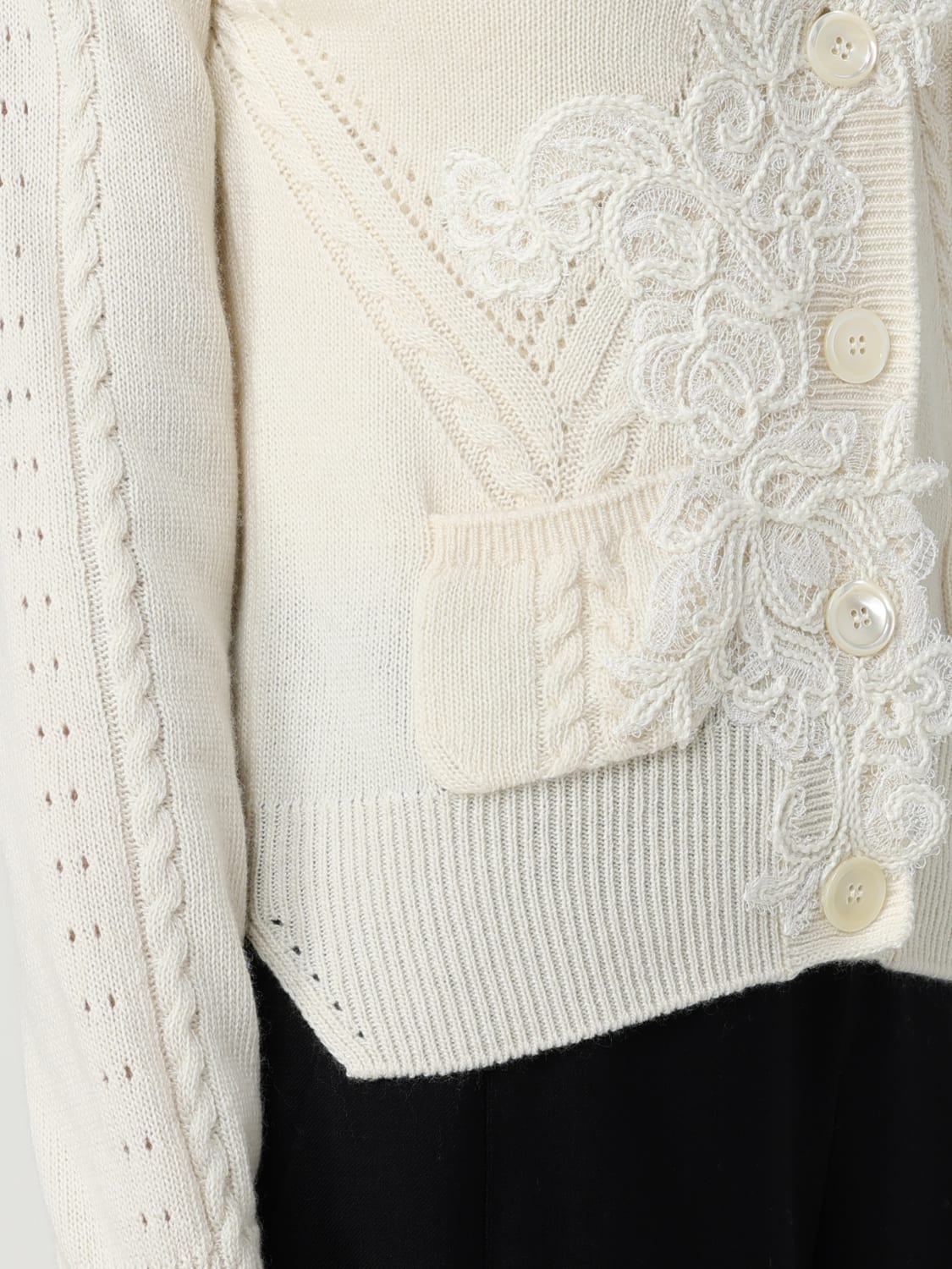 ERMANNO SCERVINO LIFE MAGLIA: Cardigan Ermanno Scervino Life in misto lana , Panna - Img 5