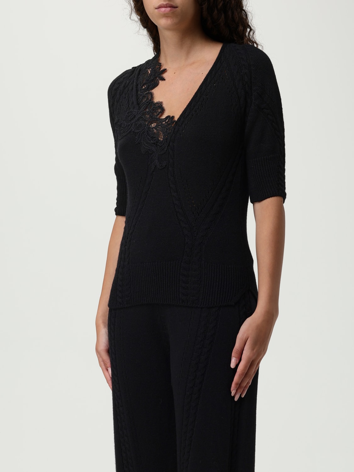 ERMANNO SCERVINO LIFE 毛衣: 毛衣 女士 Ermanno Scervino Life, 黑色 - Img 4