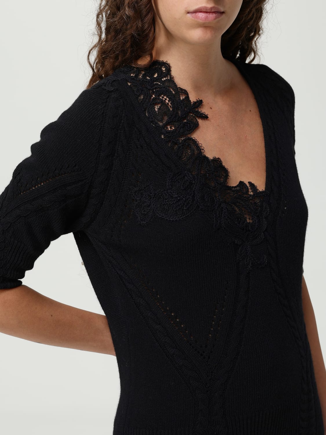 ERMANNO SCERVINO LIFE 毛衣: 毛衣 女士 Ermanno Scervino Life, 黑色 - Img 5