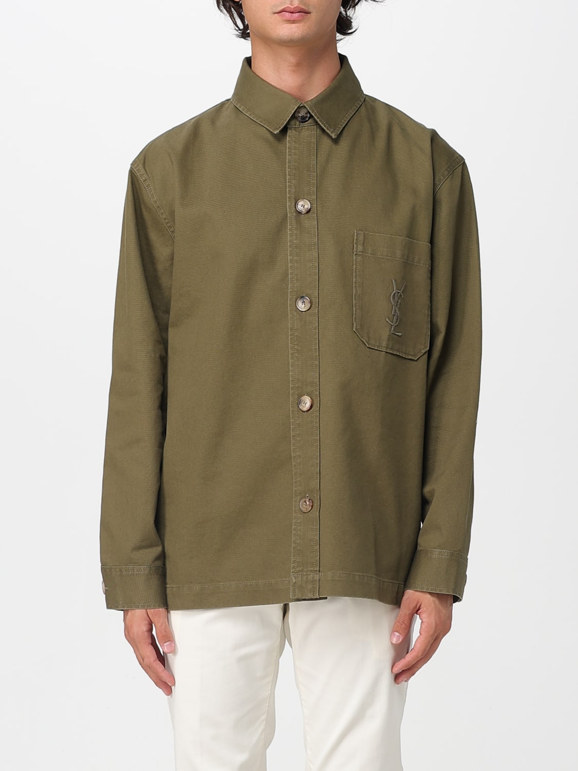 SAINT LAURENT SHIRT: Shirt men Saint Laurent, Military - Img 1