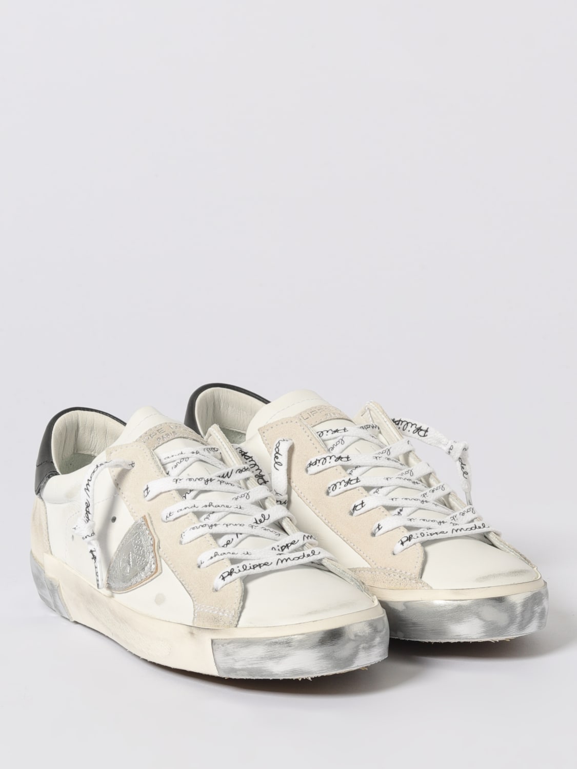 PHILIPPE MODEL SNEAKERS: Sneakers Prsx Philippe Model in pelle used, Grigio - Img 2