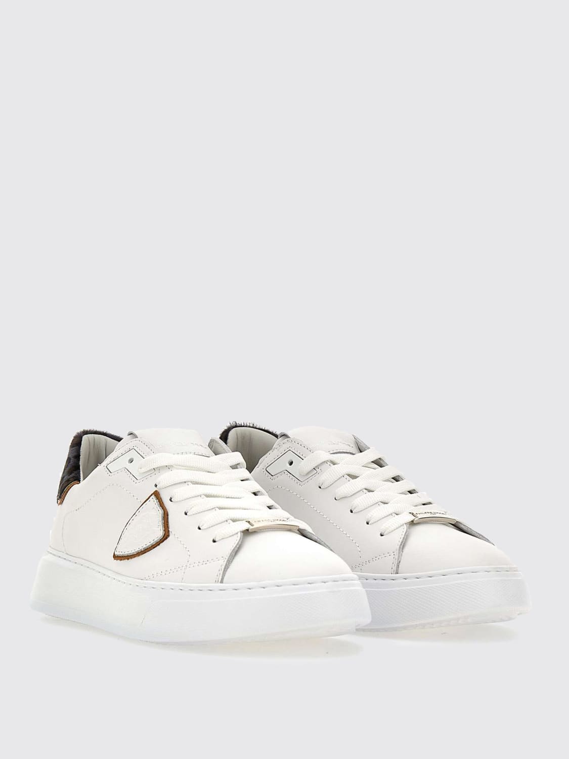PHILIPPE MODEL SNEAKERS: Sneakers Temple Philippe Model in pelle e cavallino animalier , Bianco 2 - Img 2