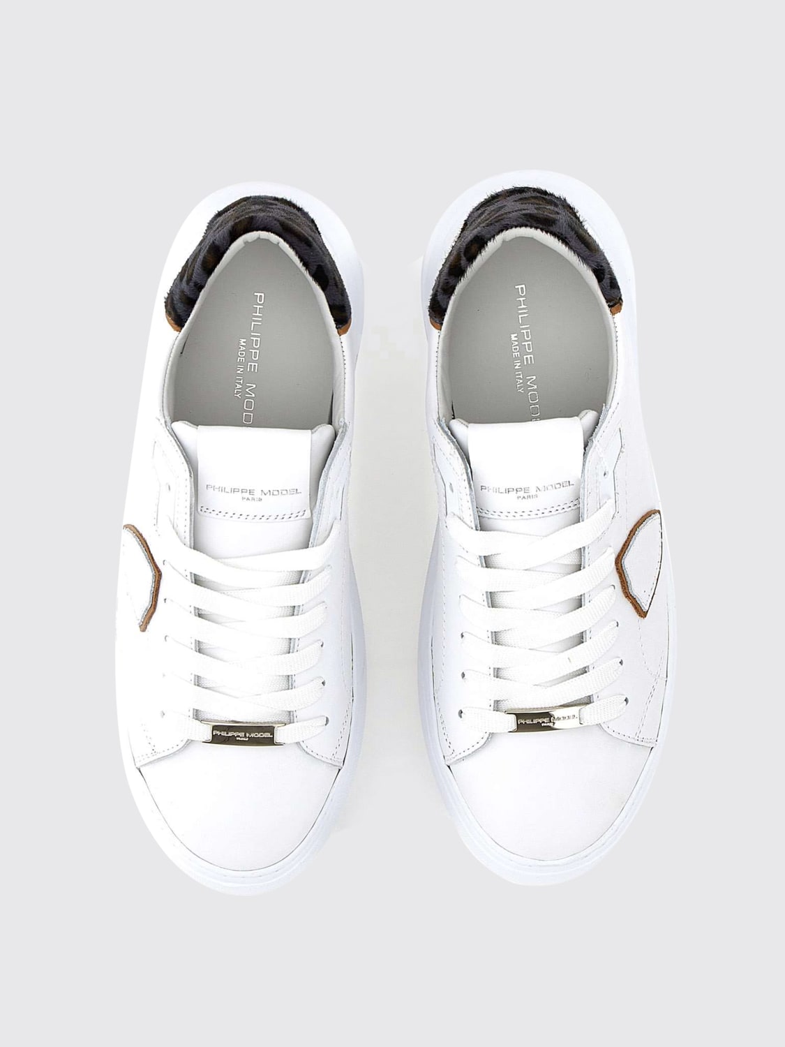 PHILIPPE MODEL SNEAKERS: Sneakers Temple Philippe Model in pelle e cavallino animalier , Bianco 2 - Img 4