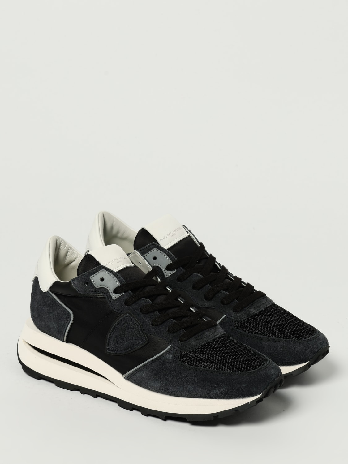 PHILIPPE MODEL SNEAKERS: Sneakers Tropez Philippe Model in camoscio e nylon , Nero - Img 2