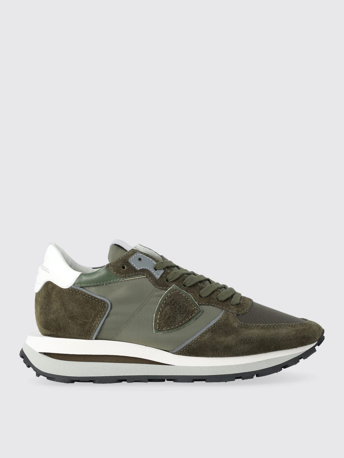 PHILIPPE MODEL SNEAKERS: Sneakers Tropez Philippe Model in camoscio e nylon , Verde - Img 1