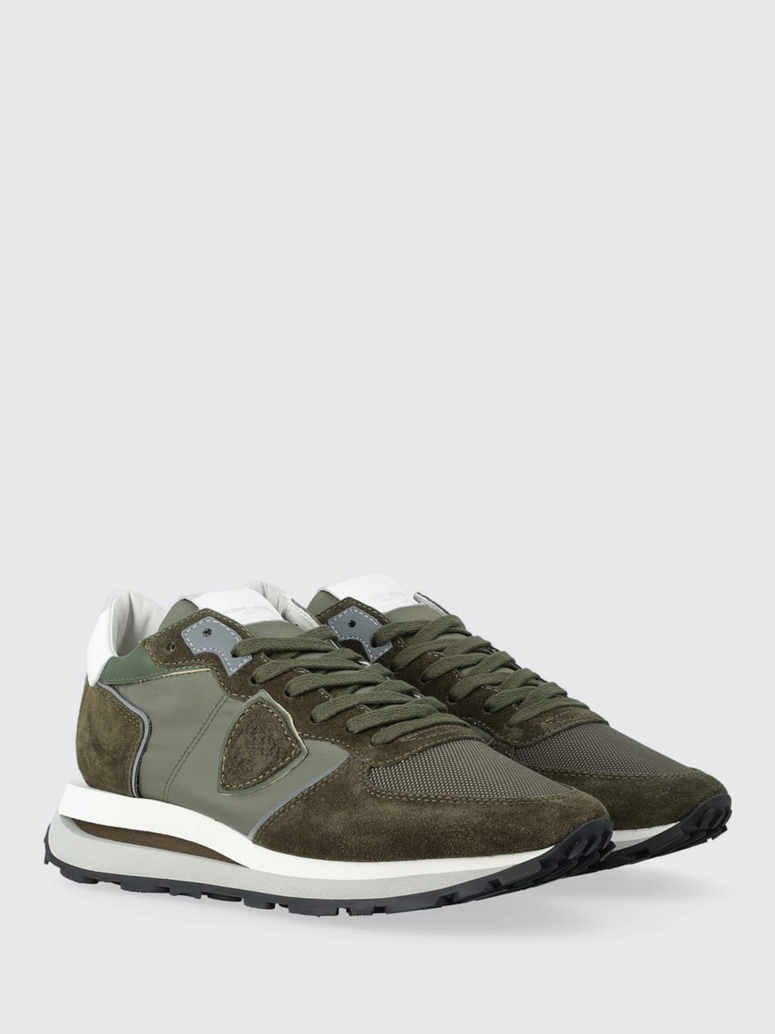 PHILIPPE MODEL SNEAKERS: Sneakers Tropez Philippe Model in camoscio e nylon , Verde - Img 2