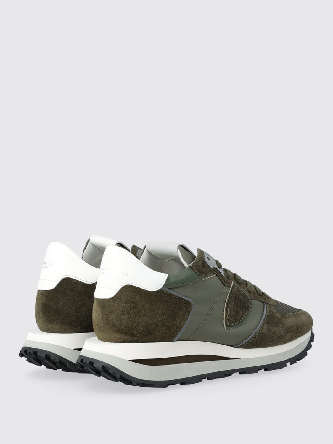 PHILIPPE MODEL SNEAKERS: Sneakers Tropez Philippe Model in camoscio e nylon , Verde - Img 3