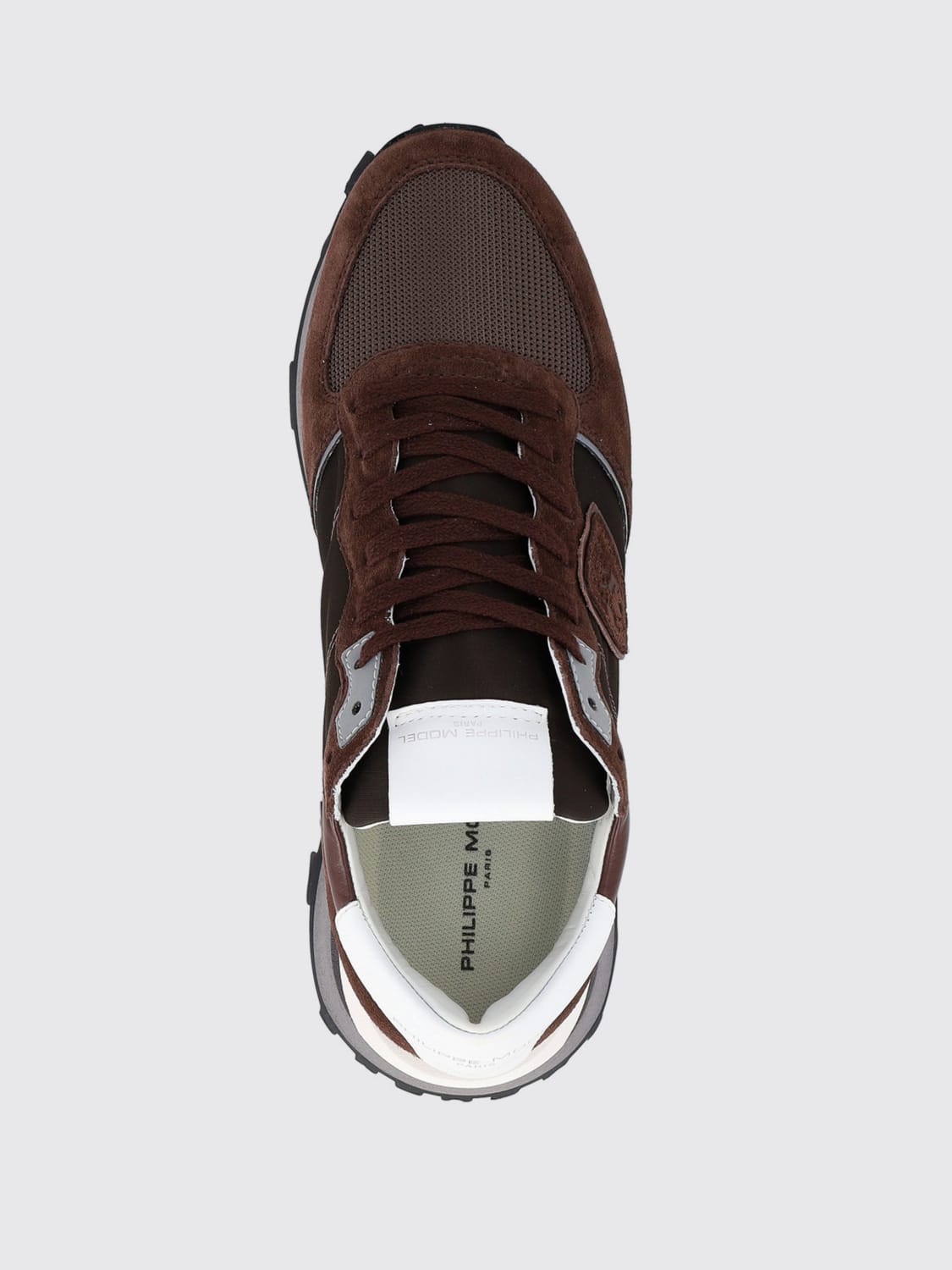 PHILIPPE MODEL SNEAKERS: Sneakers Tropez Philippe Model in camoscio e nylon , Marrone - Img 4