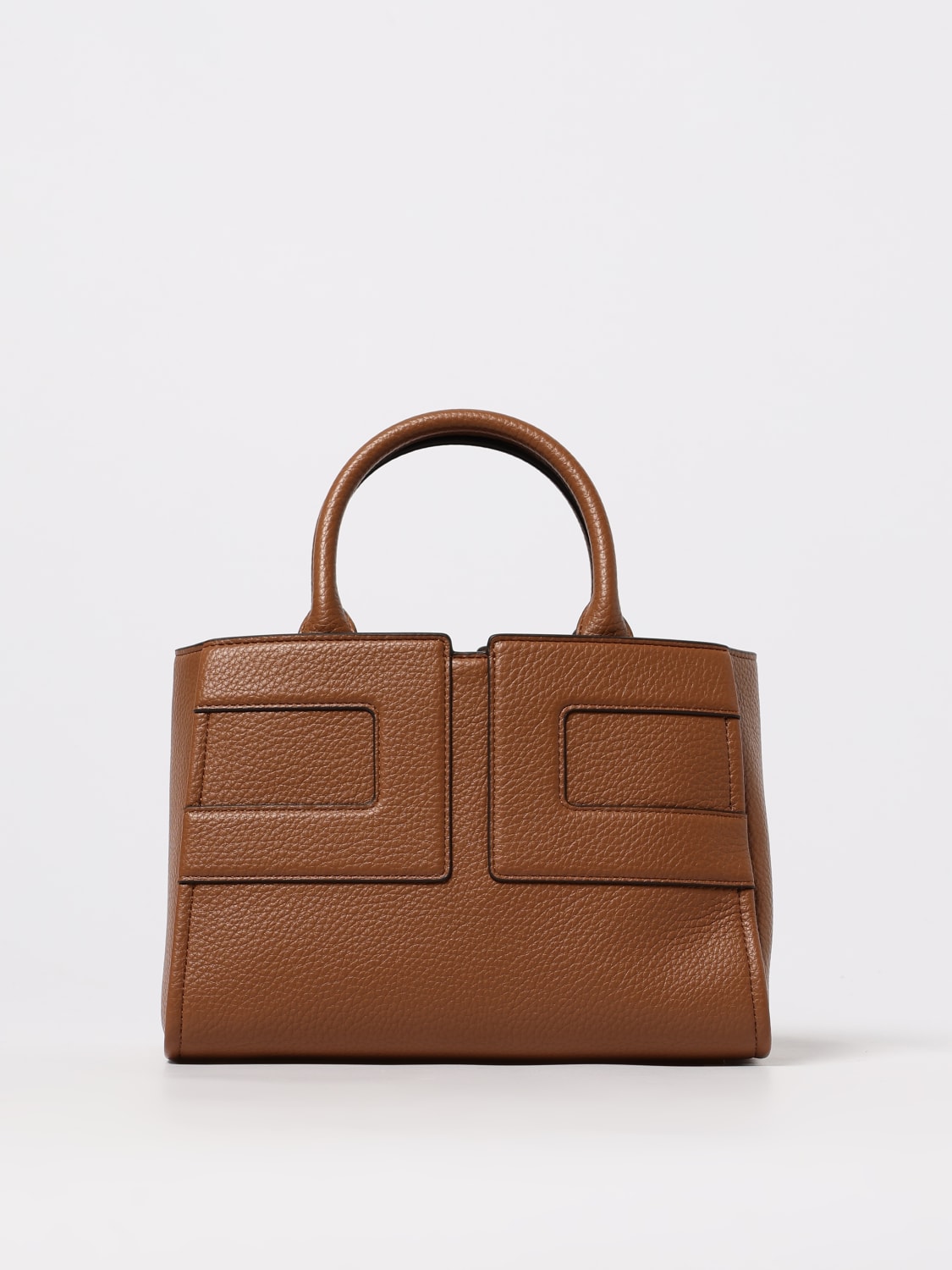 ELISABETTA FRANCHI BORSA A MANO: Borsa a mano in pelle sintetica con logo Elisabetta Franchi, Cuoio - Img 1