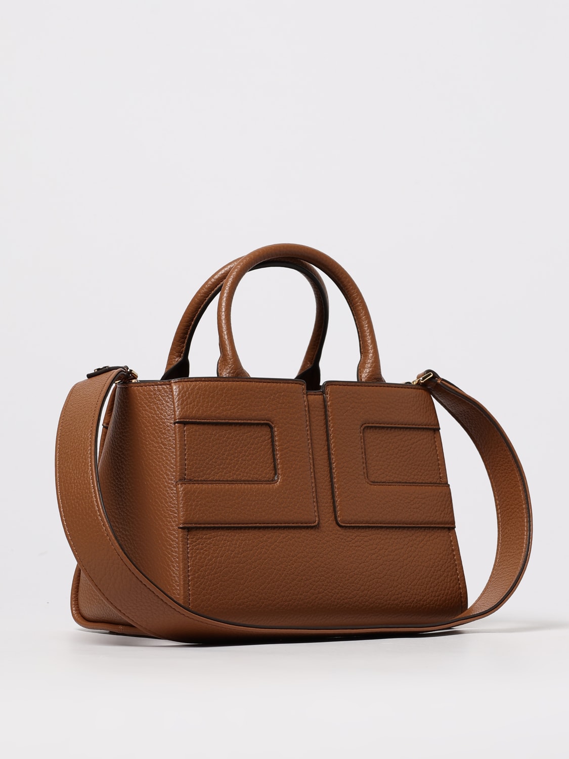 ELISABETTA FRANCHI BORSA A MANO: Borsa a mano in pelle sintetica con logo Elisabetta Franchi, Cuoio - Img 2