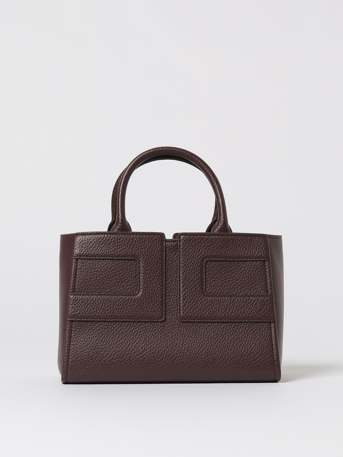 ELISABETTA FRANCHI BORSA A MANO: Borsa a mano in pelle sintetica con logo Elisabetta Franchi, Vino - Img 1