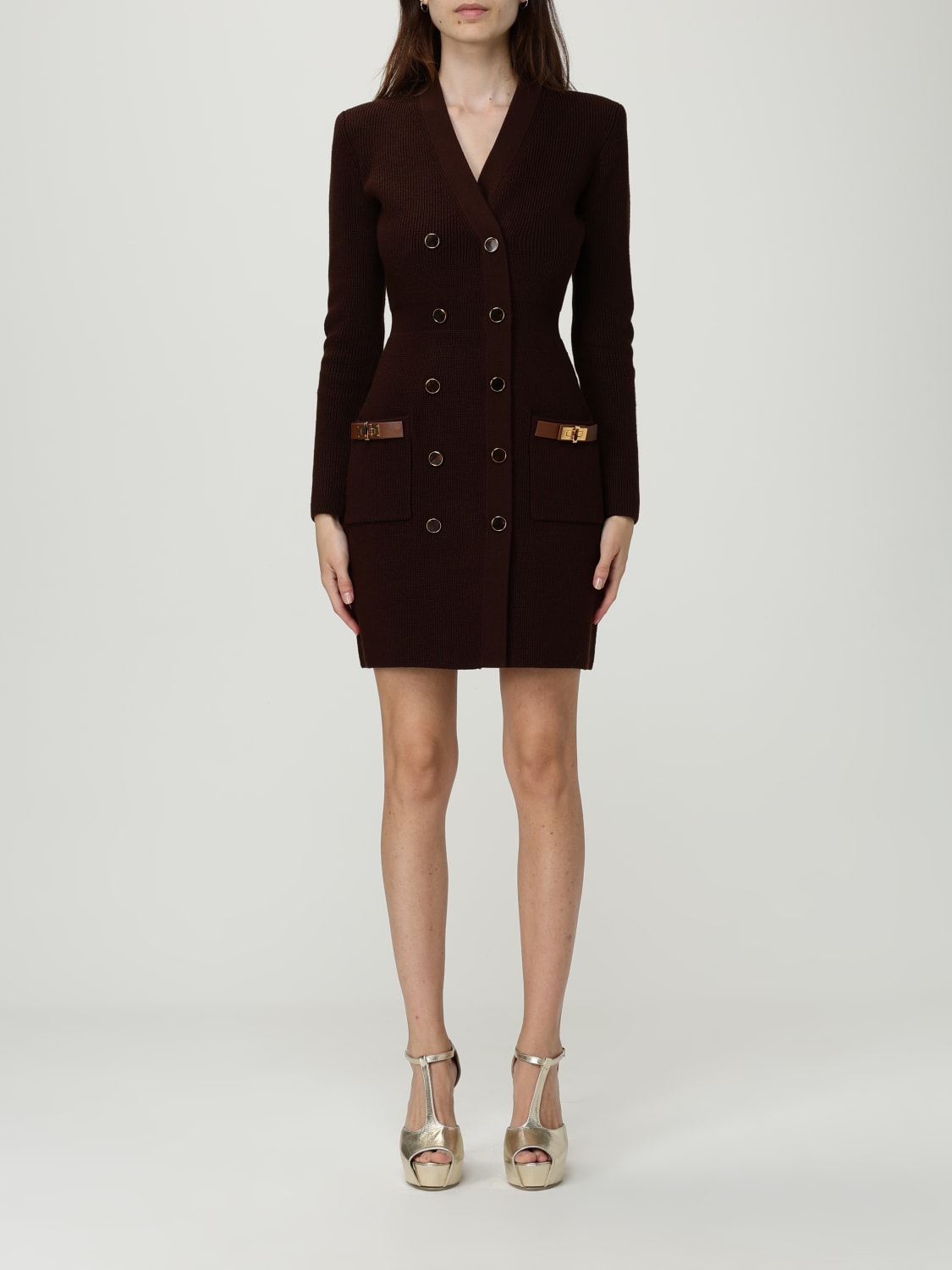 ELISABETTA FRANCHI VESTIDO: Vestido mujer Elisabetta Franchi, Marrón - Img 1