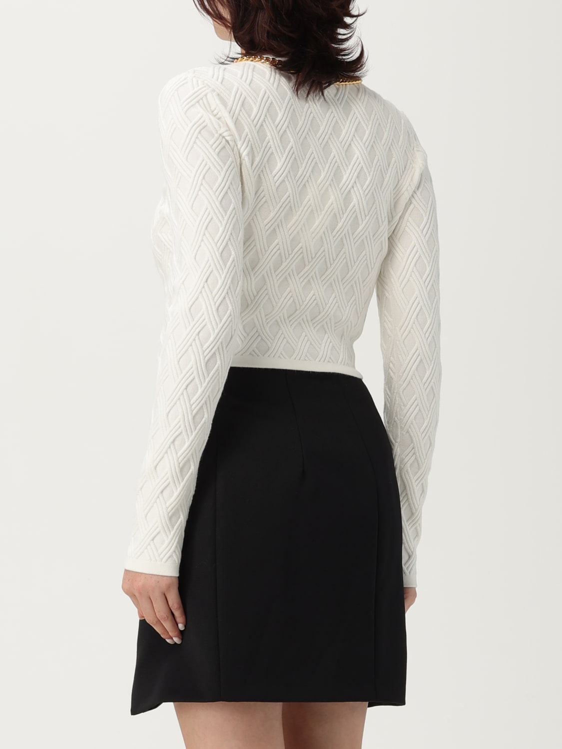 ELISABETTA FRANCHI SWEATER: Elisabetta Franchi viscose blend cardigan, White - Img 2