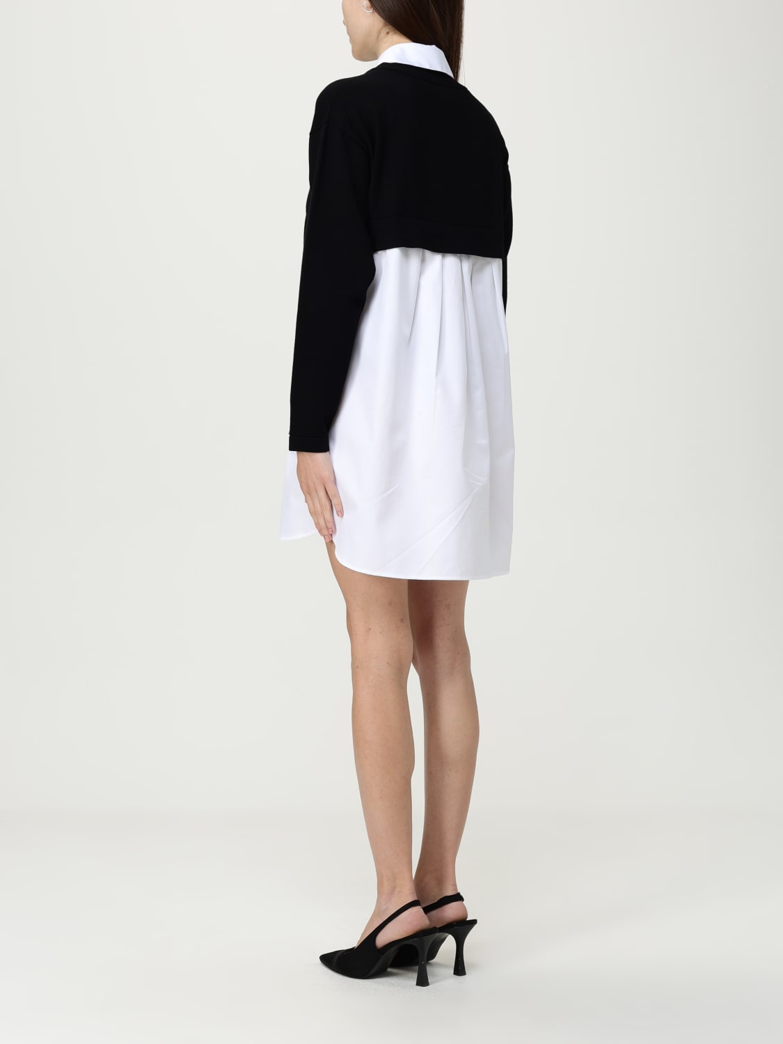 ELISABETTA FRANCHI DRESS: Elisabetta Franchi dress with faux shirt, Black - Img 2