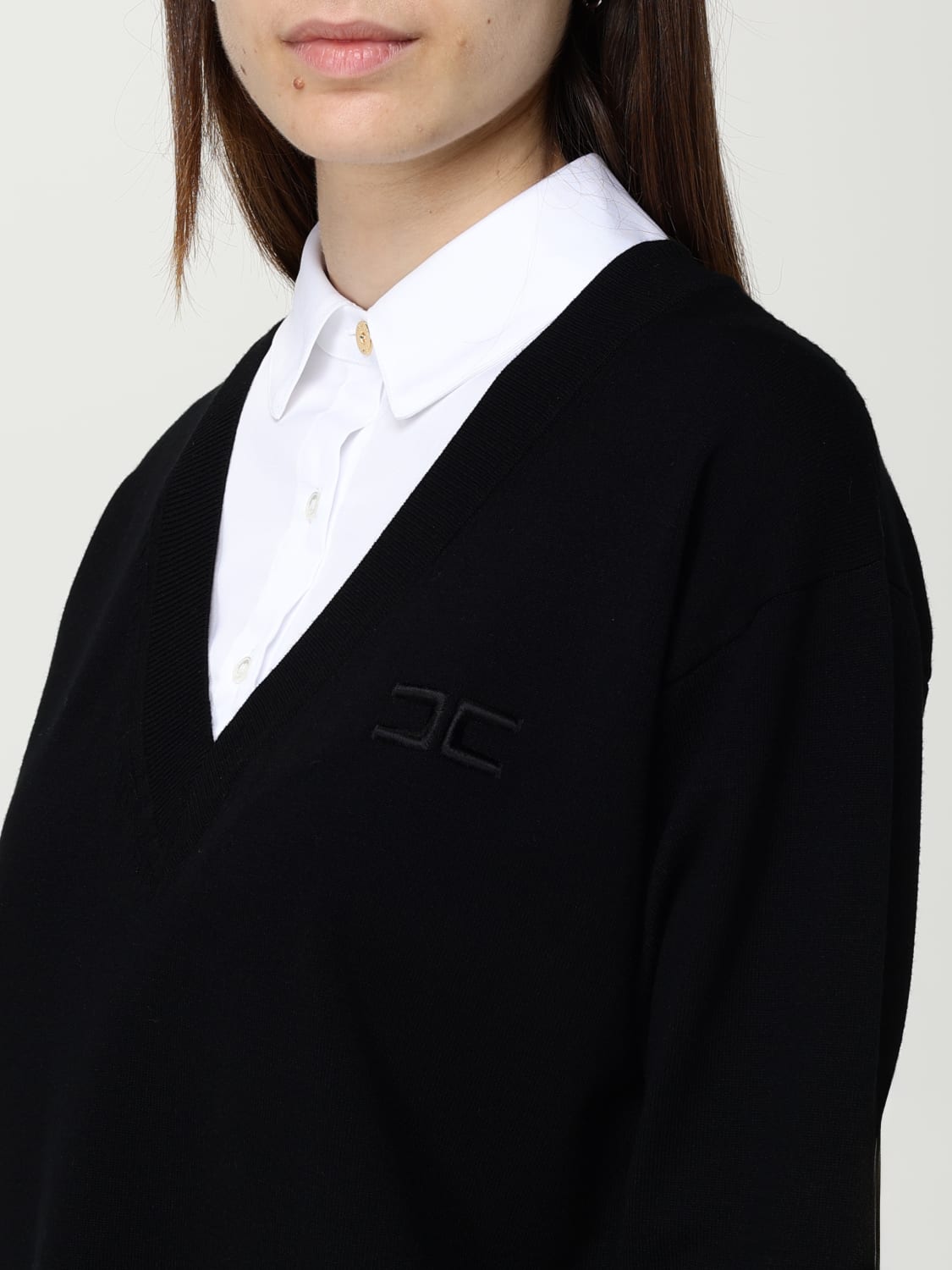 ELISABETTA FRANCHI DRESS: Elisabetta Franchi dress with faux shirt, Black - Img 3