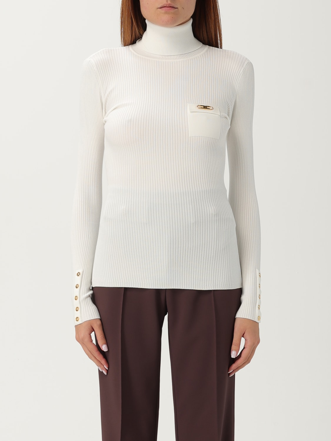 ELISABETTA FRANCHI SWEATER: Sweater woman Elisabetta Franchi, Ivory - Img 1