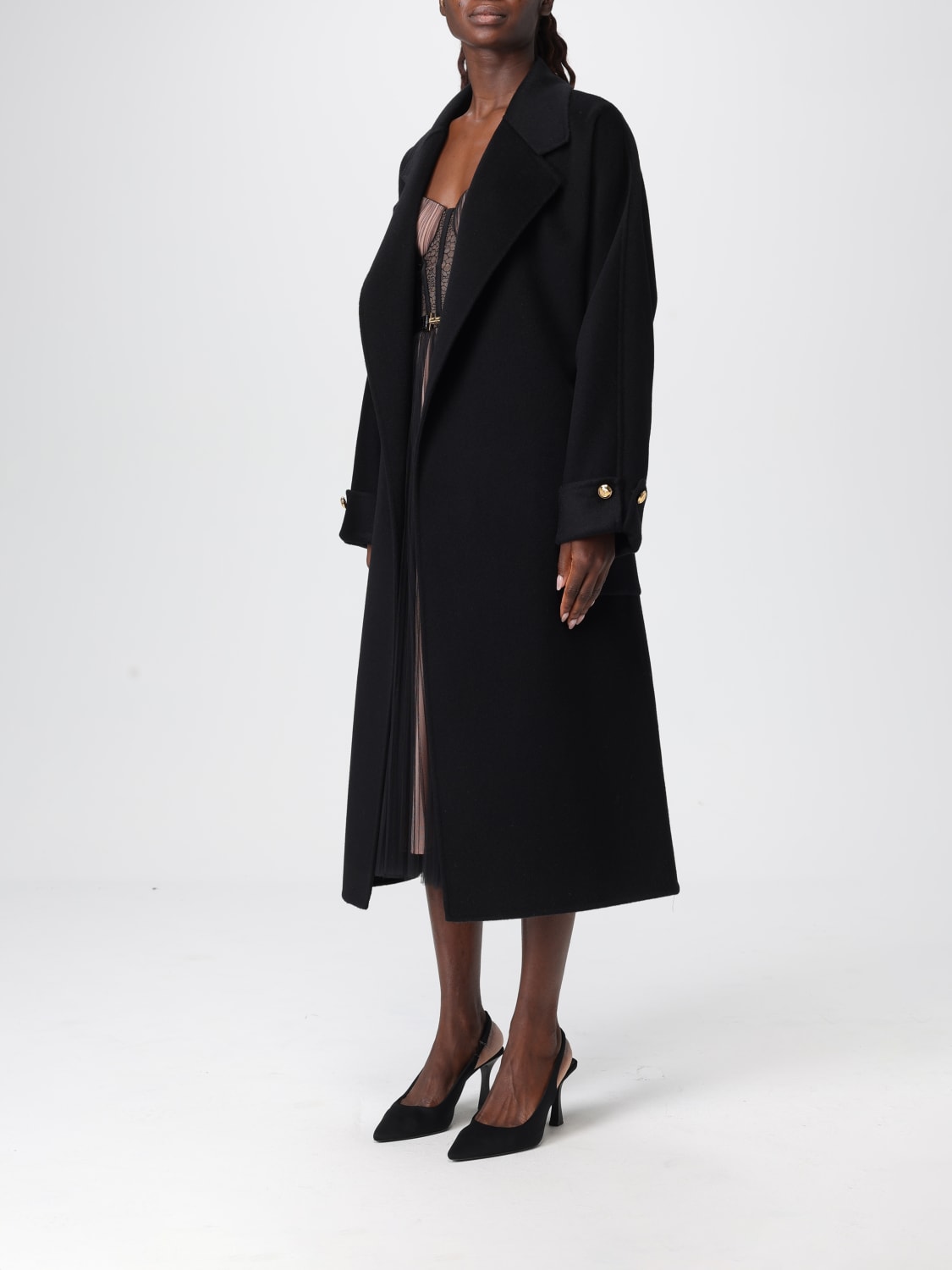 ELISABETTA FRANCHI MANTEL: Mantel damen Elisabetta Franchi, Schwarz - Img 3