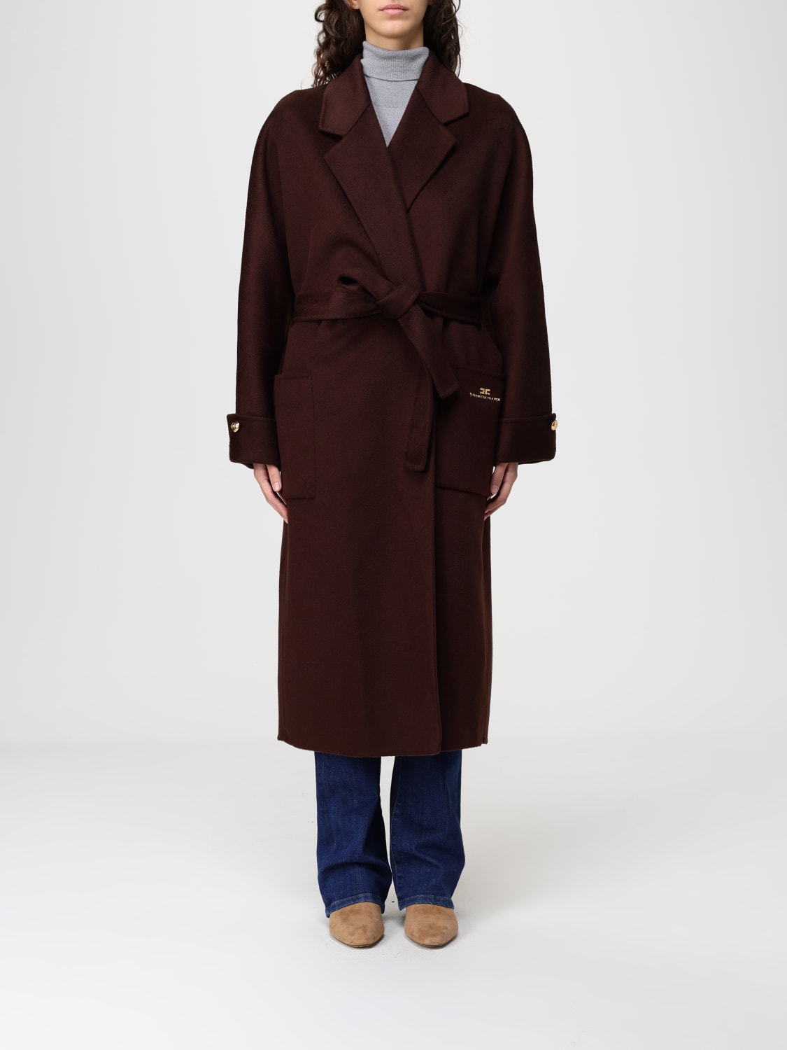 ELISABETTA FRANCHI ABRIGO: Abrigo mujer Elisabetta Franchi, Café - Img 1