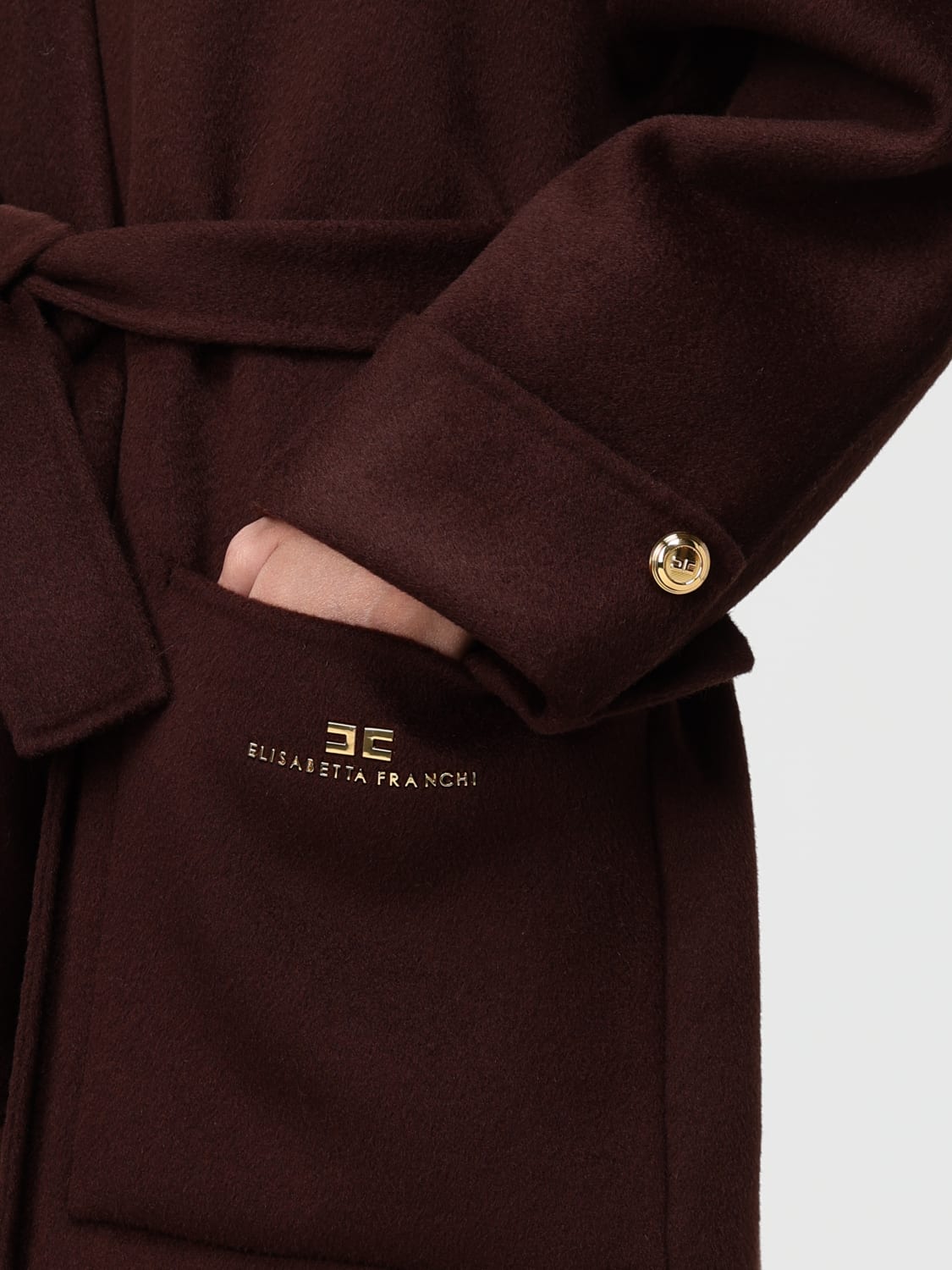 ELISABETTA FRANCHI ABRIGO: Abrigo mujer Elisabetta Franchi, Café - Img 4