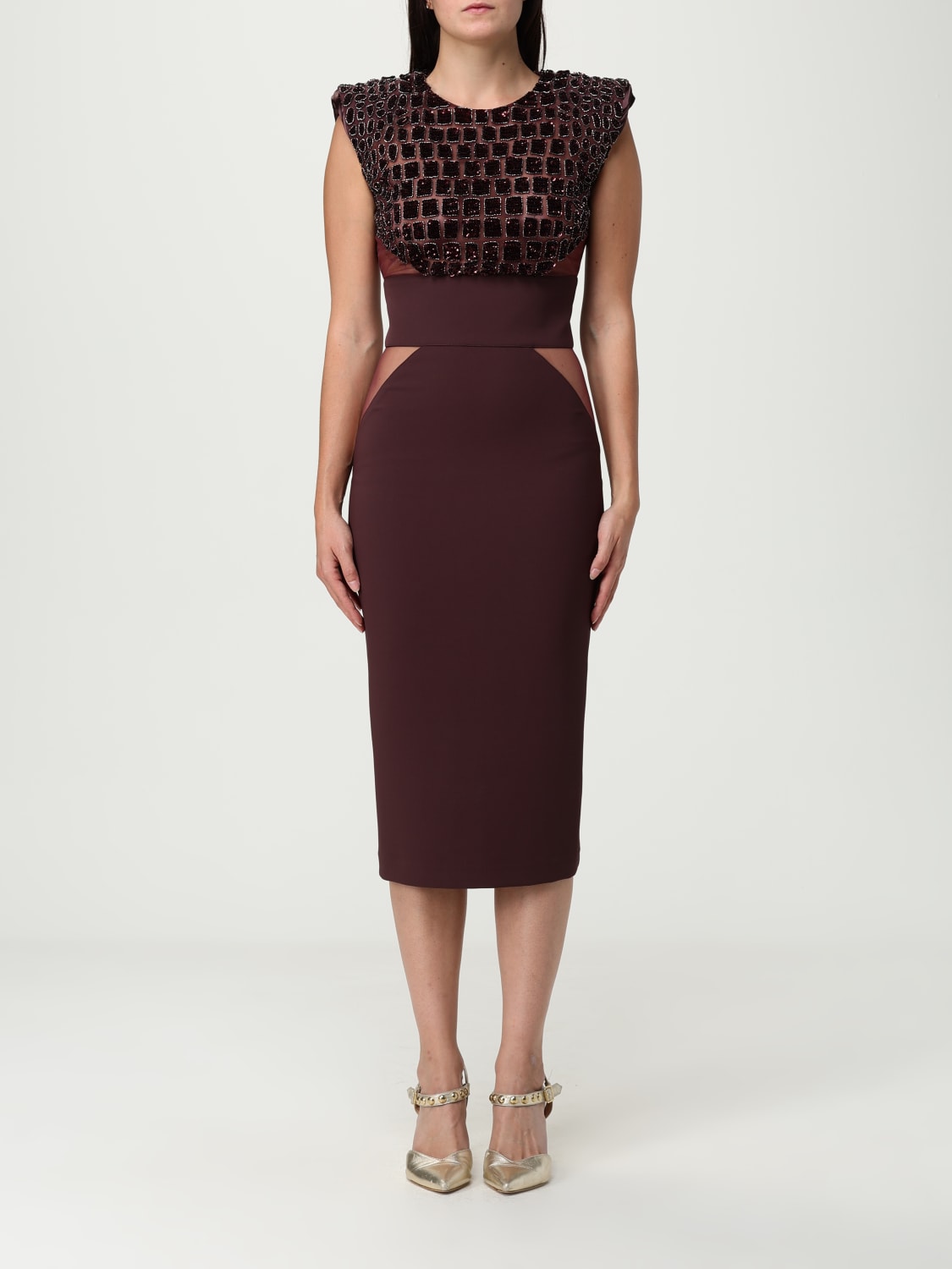 ELISABETTA FRANCHI DRESS: Dress woman Elisabetta Franchi, Wine - Img 1