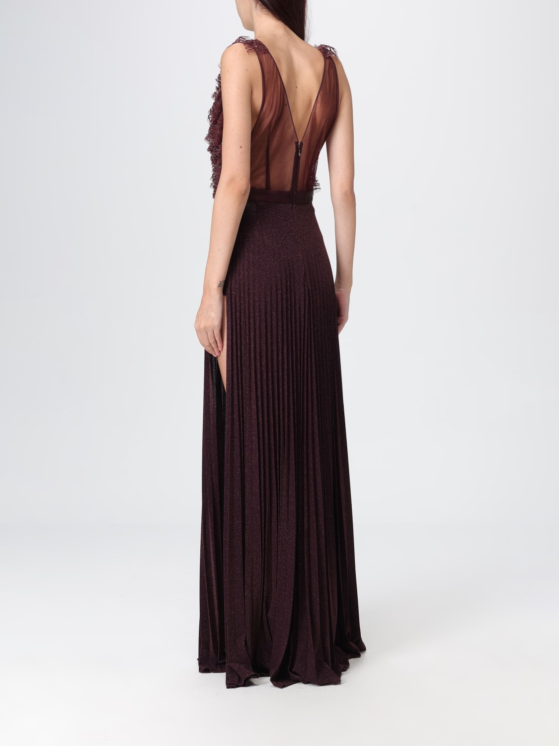 ELISABETTA FRANCHI DRESS: Dress woman Elisabetta Franchi, Wine - Img 2