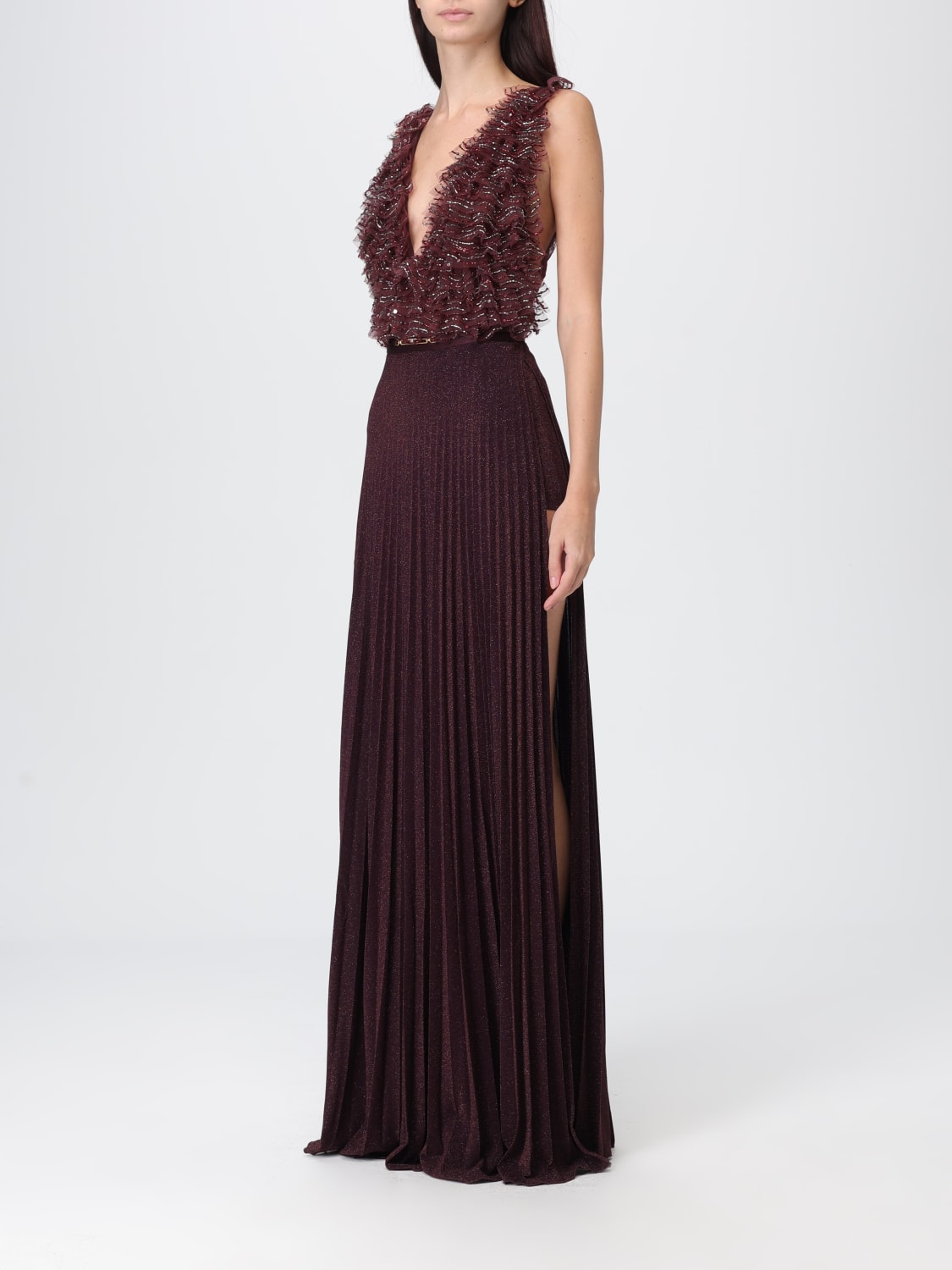ELISABETTA FRANCHI DRESS: Dress woman Elisabetta Franchi, Wine - Img 3