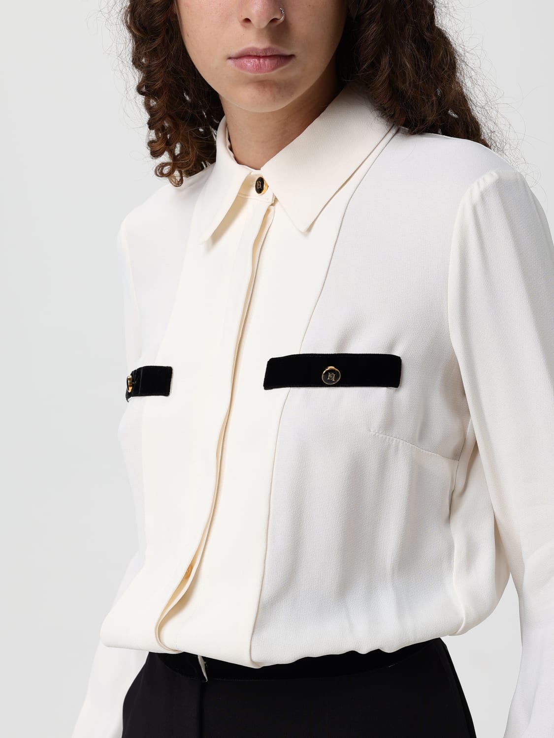 ELISABETTA FRANCHI HEMDBLUSE: Hemdbluse damen Elisabetta Franchi, Milch - Img 3