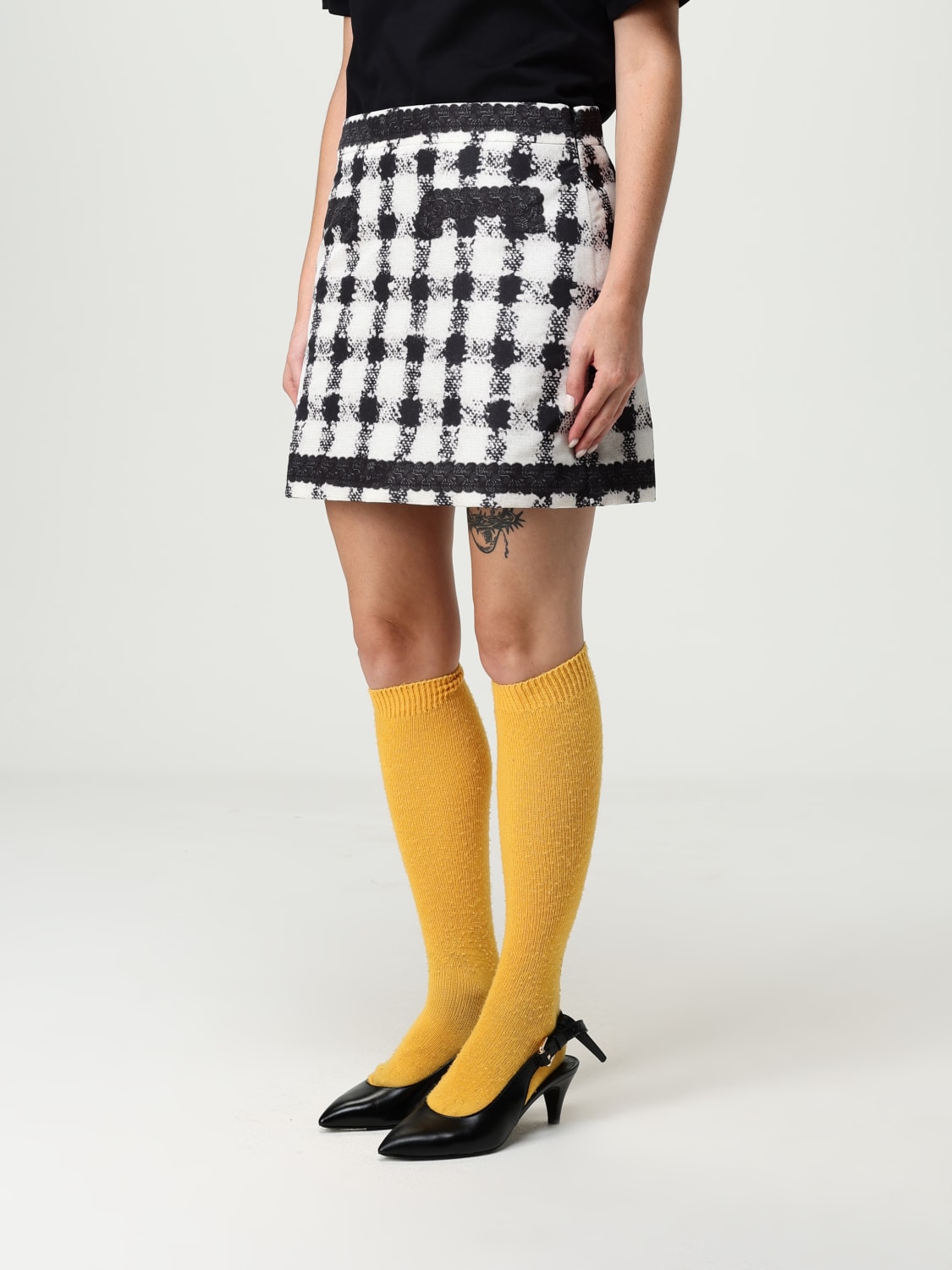 MOSCHINO COUTURE GONNA: Gonna mini Moschino Couture in tessuto stampato , Naturale - Img 4