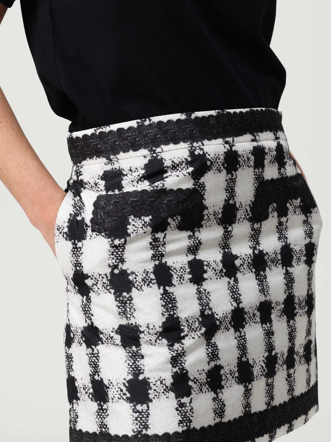 MOSCHINO COUTURE GONNA: Gonna mini Moschino Couture in tessuto stampato , Naturale - Img 5