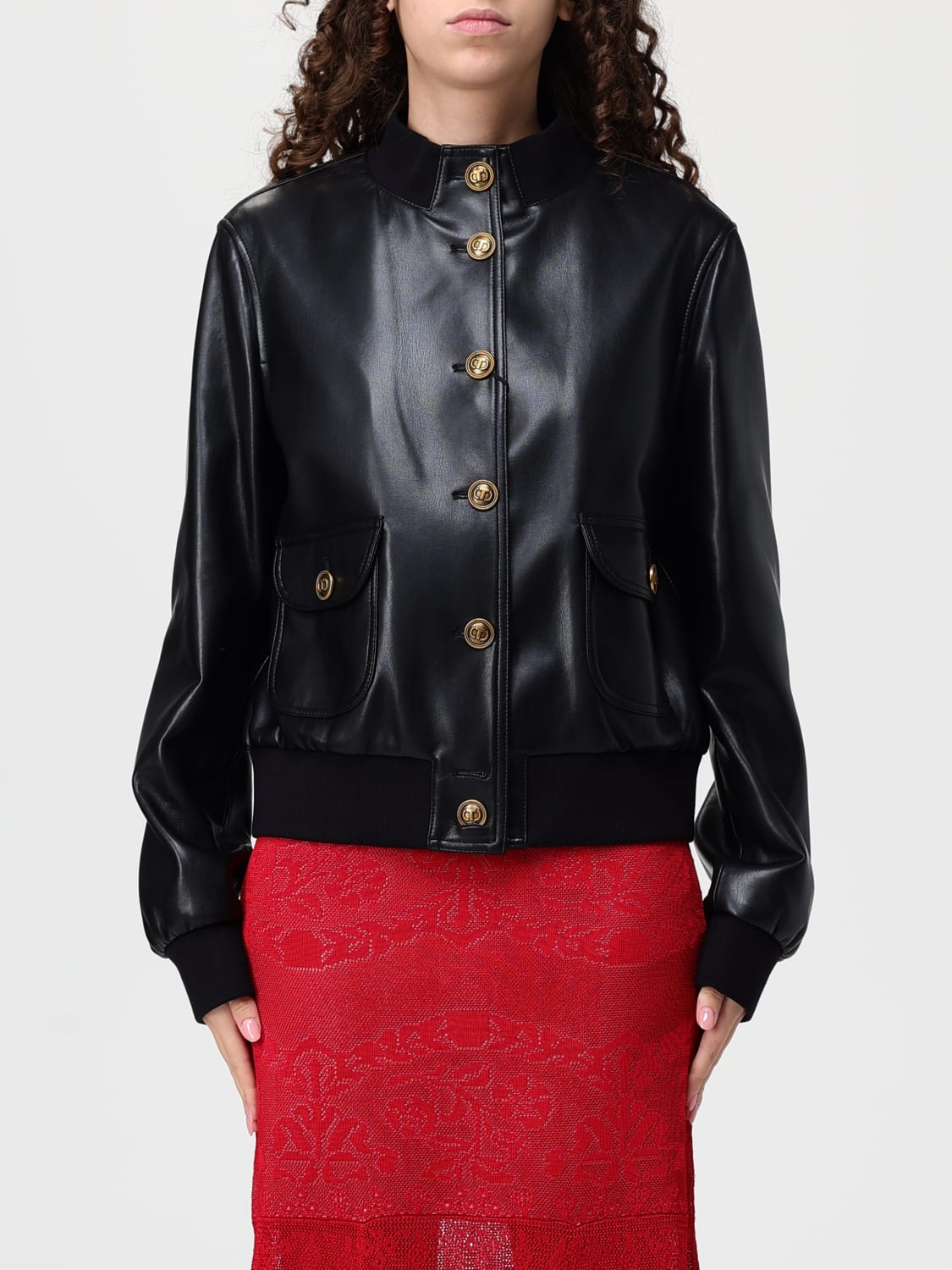 TWINSET GIACCA: Bomber Twinset Actitude in pelle sintetica , Nero - Img 1