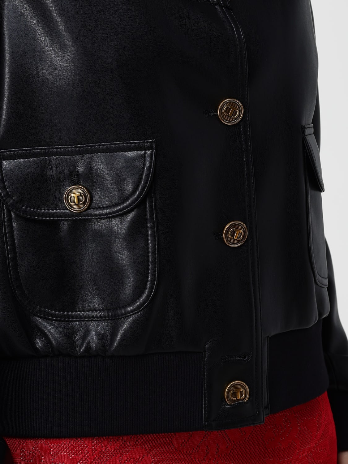 TWINSET GIACCA: Bomber Twinset Actitude in pelle sintetica , Nero - Img 4