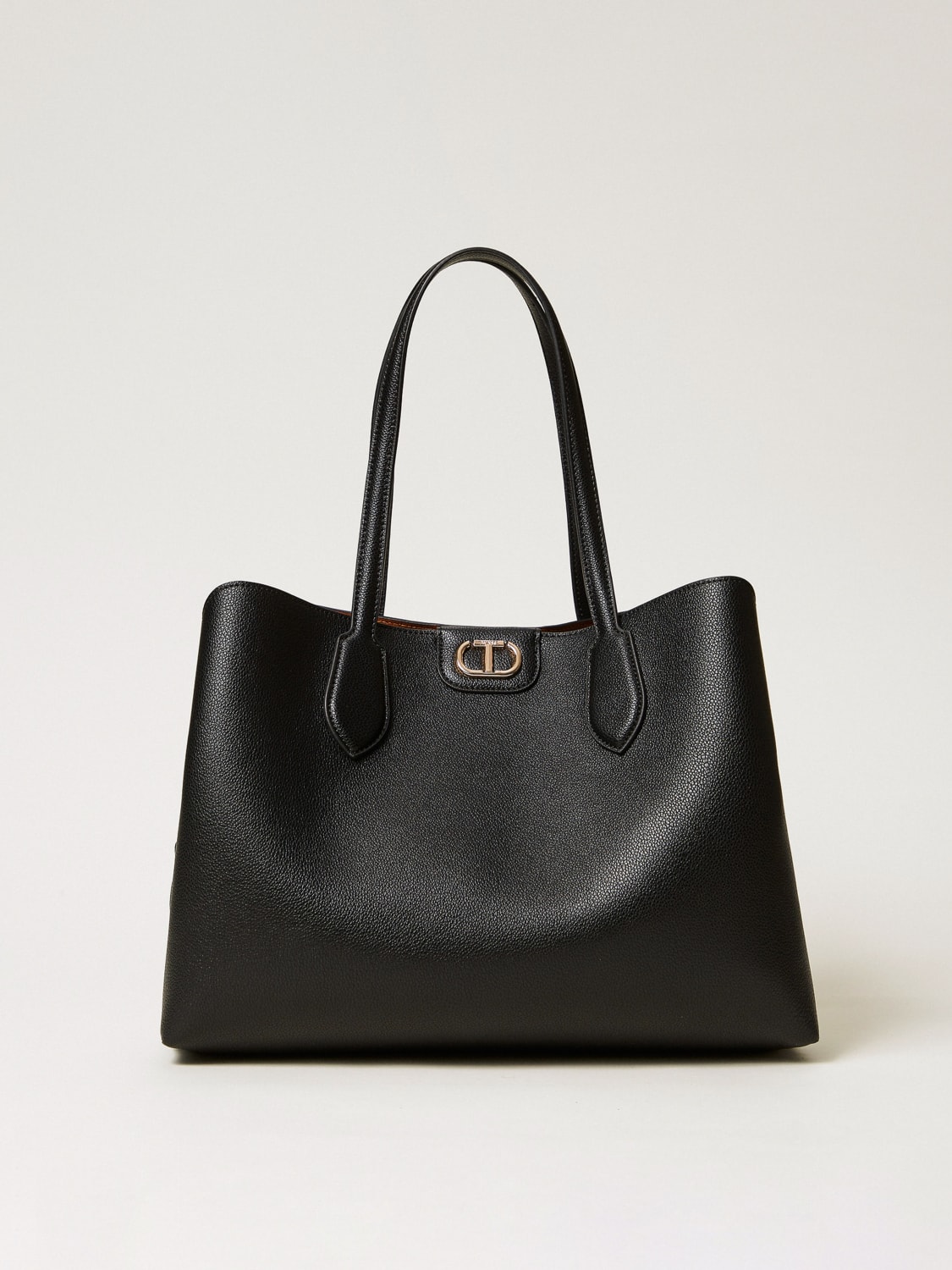 TWINSET BORSA TOTE: Borsa Tote in pelle sintetica Oval T Twinset, Nero - Img 1
