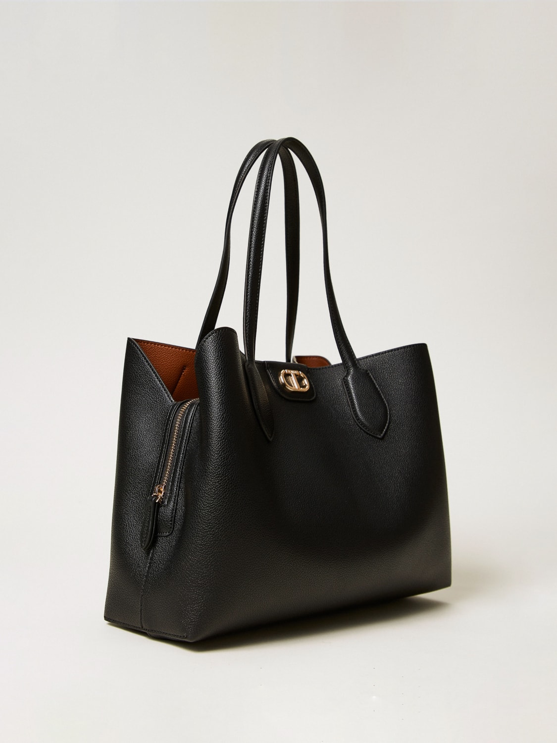 TWINSET BORSA TOTE: Borsa Tote in pelle sintetica Oval T Twinset, Nero - Img 2