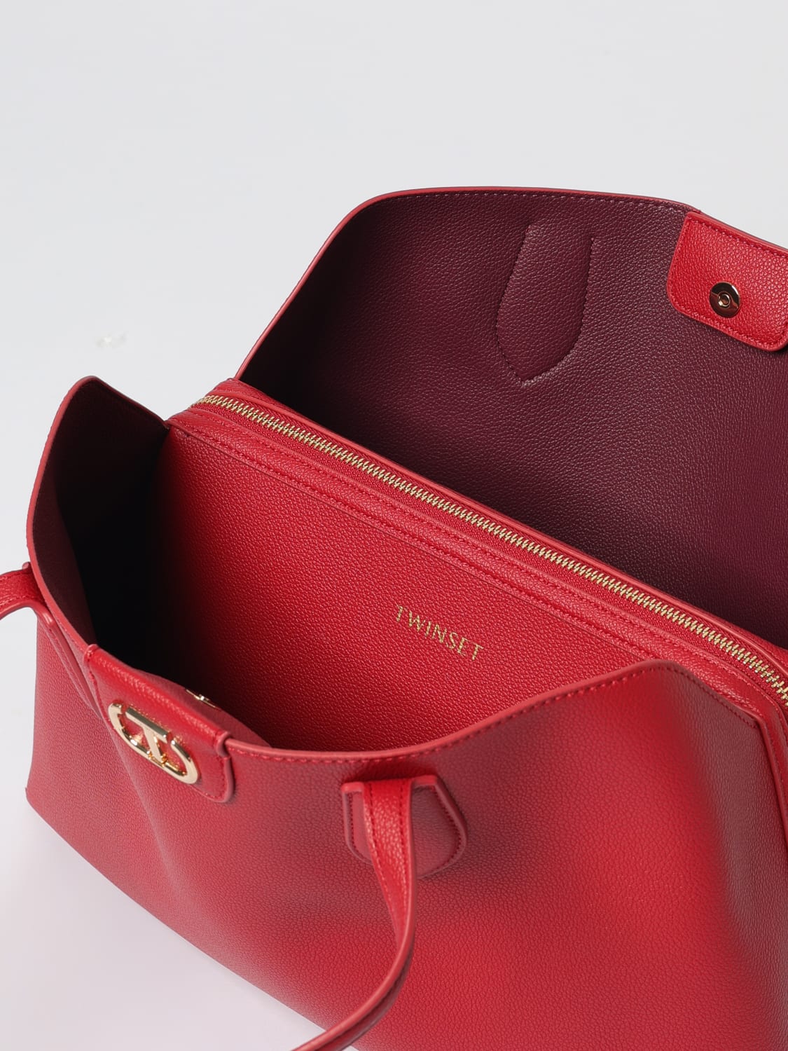 TWINSET BORSA TOTE: Borsa Tote in pelle sintetica Oval T Twinset, Rosso - Img 3